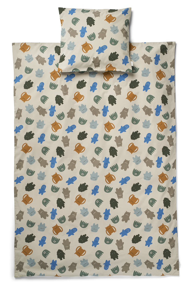 Liewood Carmen Baby Sengetøj – Monsters Blue Mix Tilbud