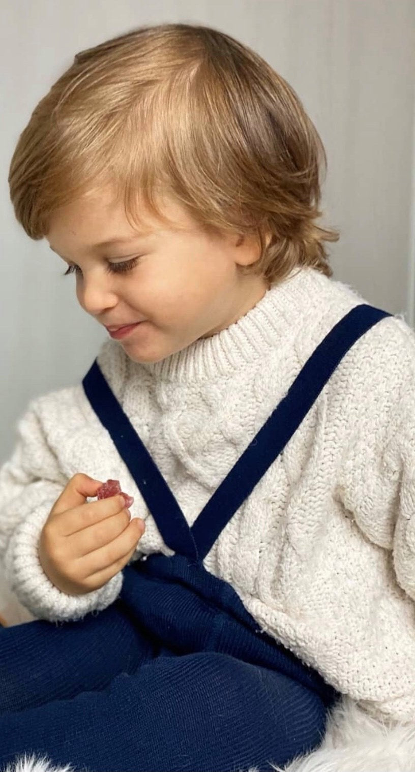 Condor Uld Strømpebukser med Seler til Baby - Marino Blå