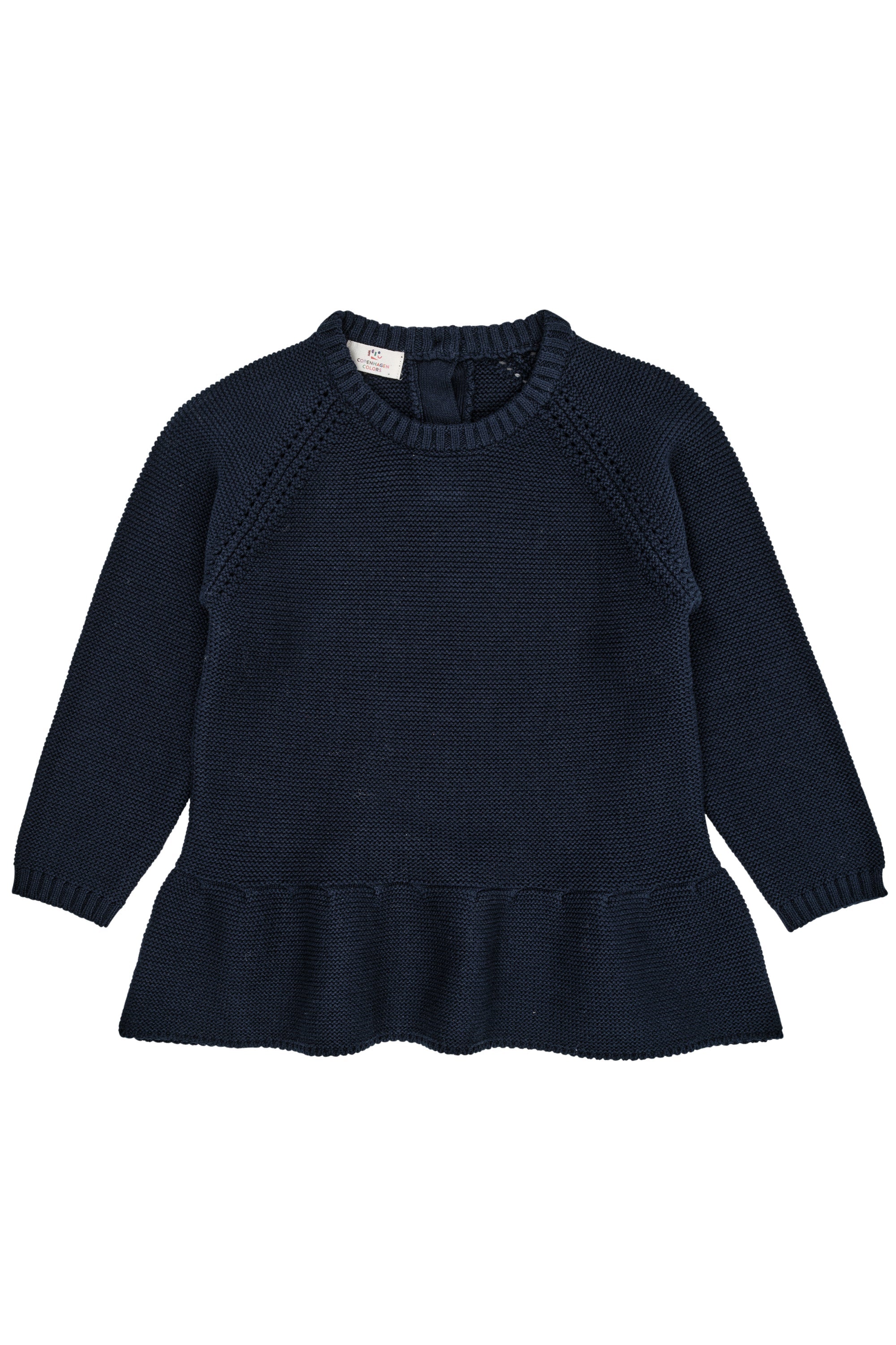 Copenhagen Colors Strikbluse med Flæse - Navy - Tilbud!