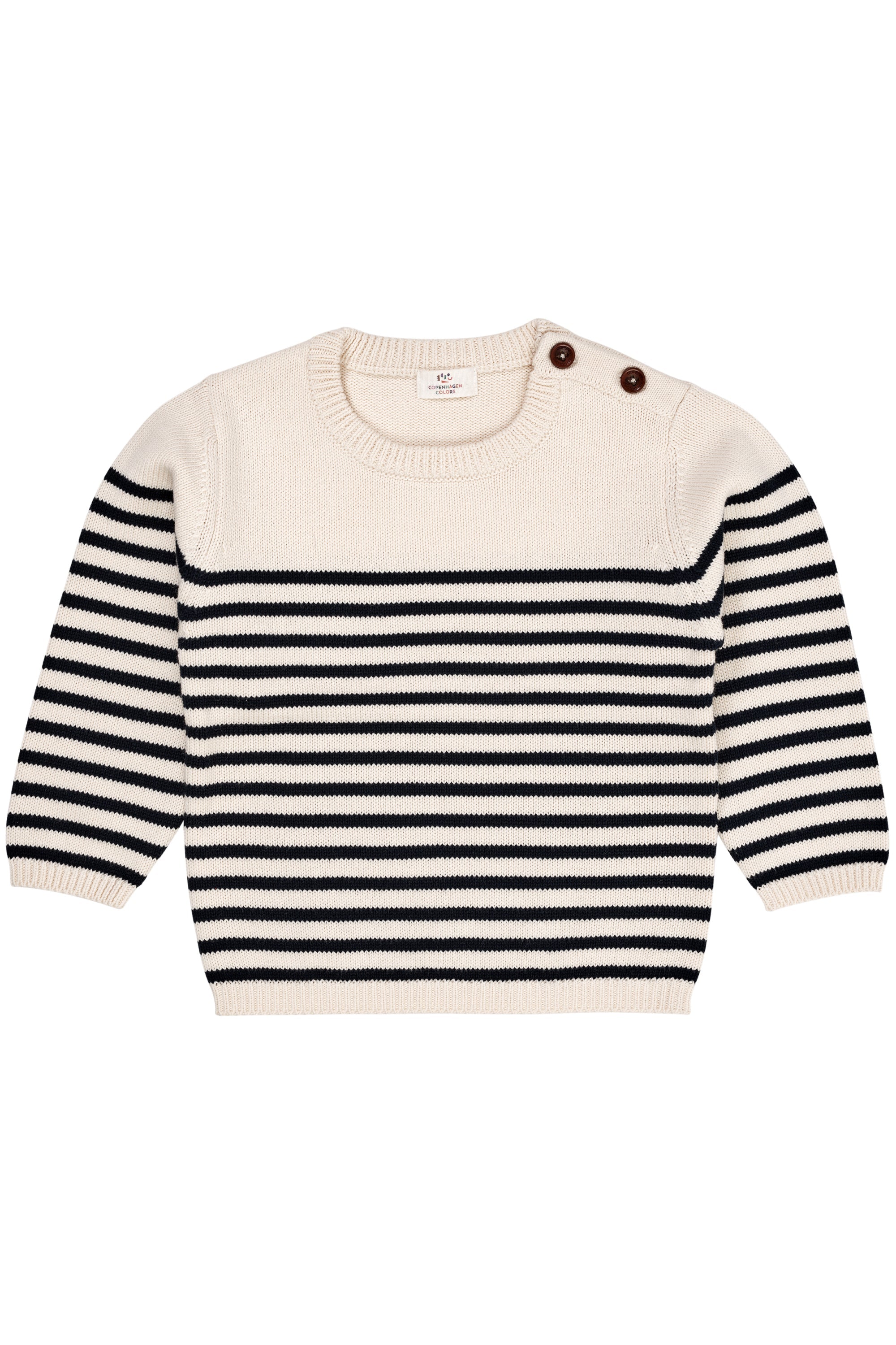 Copenhagen Colors Strikbluse med Striber – Cream Navy