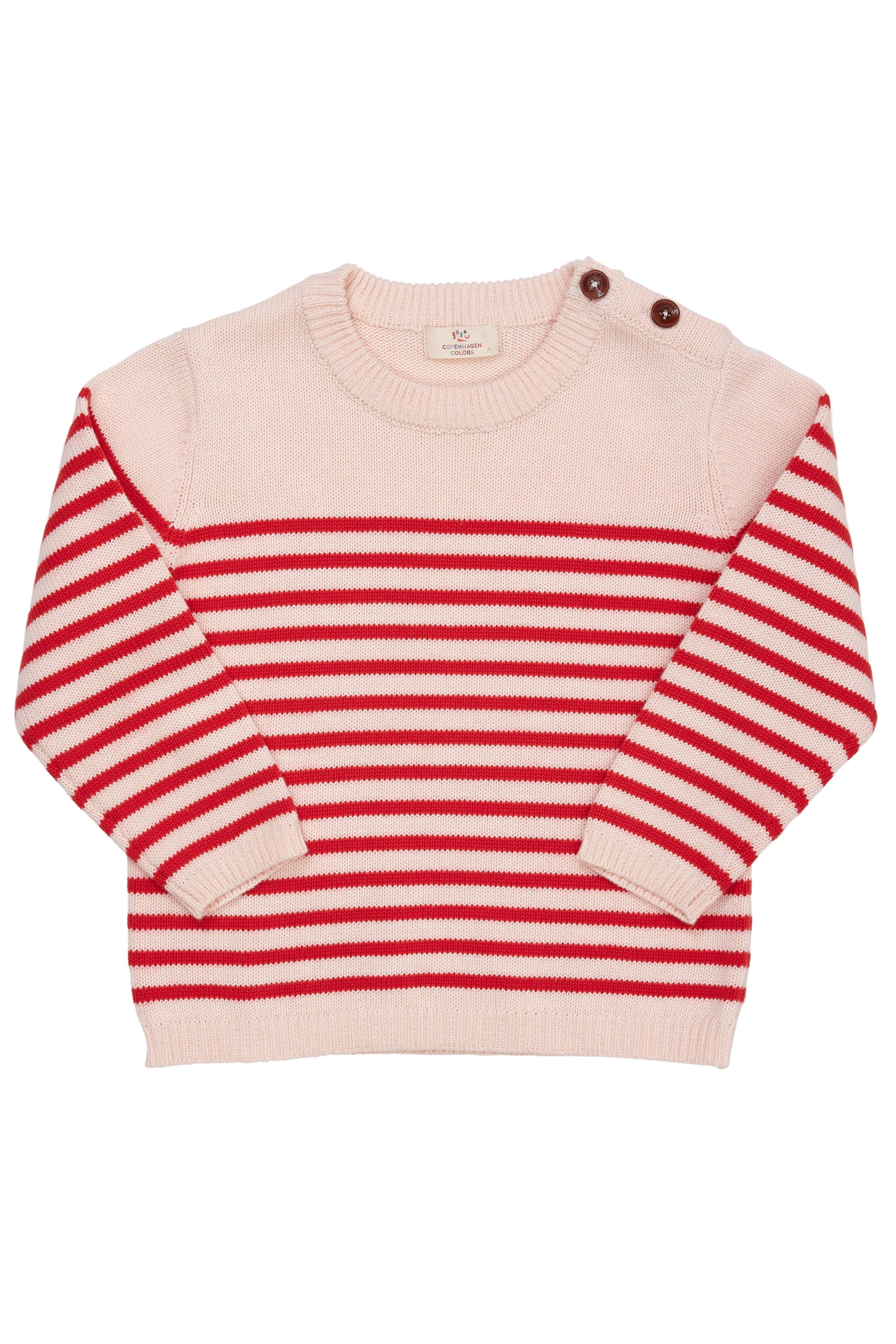 Copenhagen Colors Stribet Strikbluse – Dusty Rose Rød