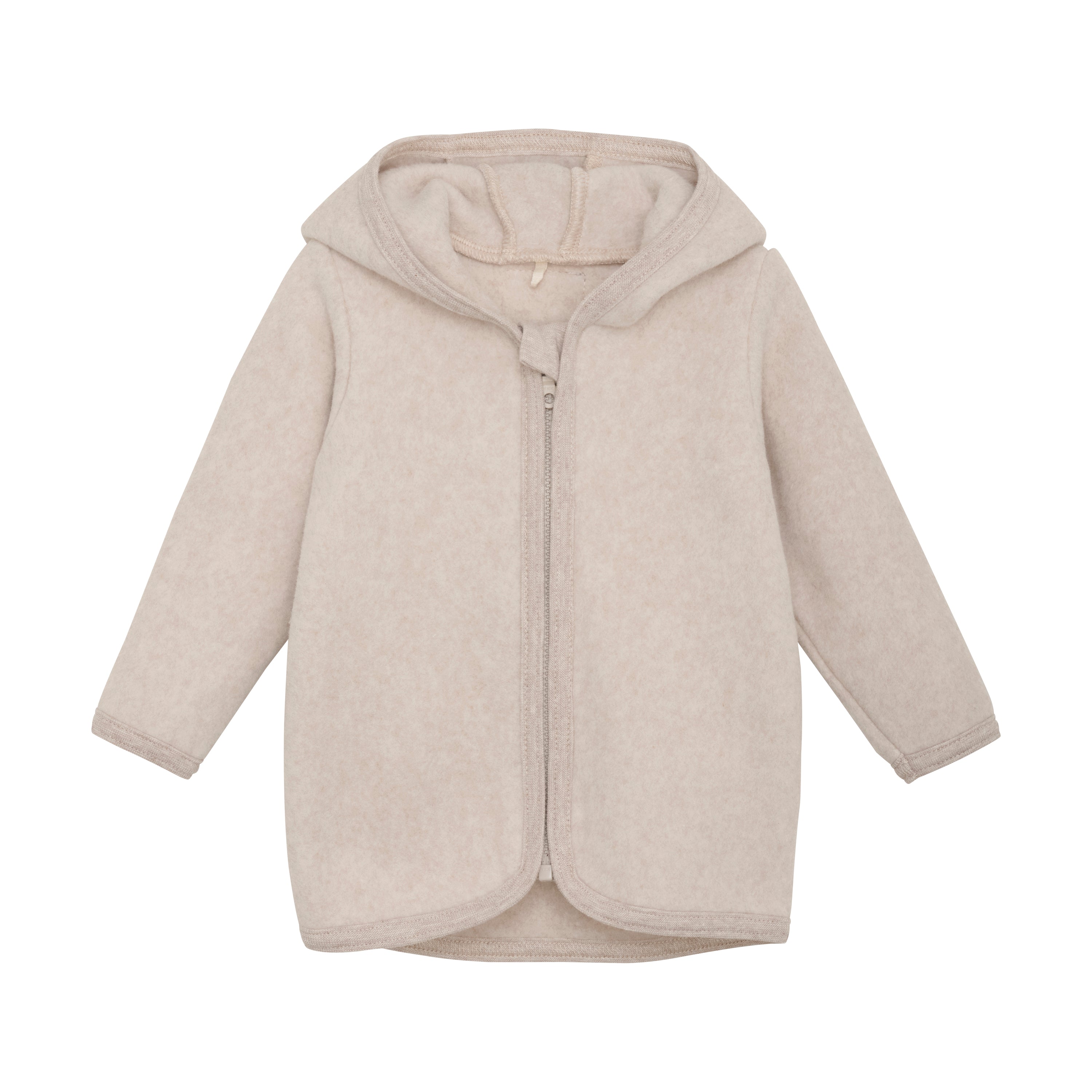 Huttelihut Babyjakke med Ører – Camel Melange Tilbud!