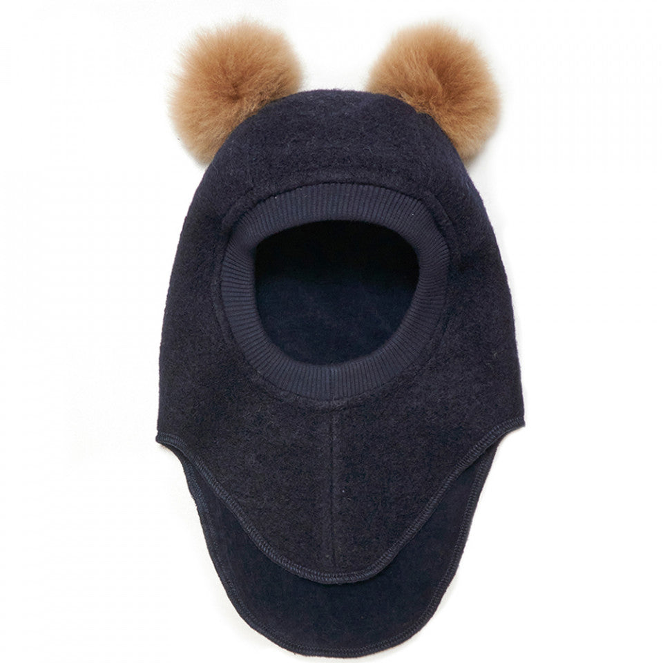 Huttelihut Big Bear Elefanthue i Uld – Navy Camel Tilbud!