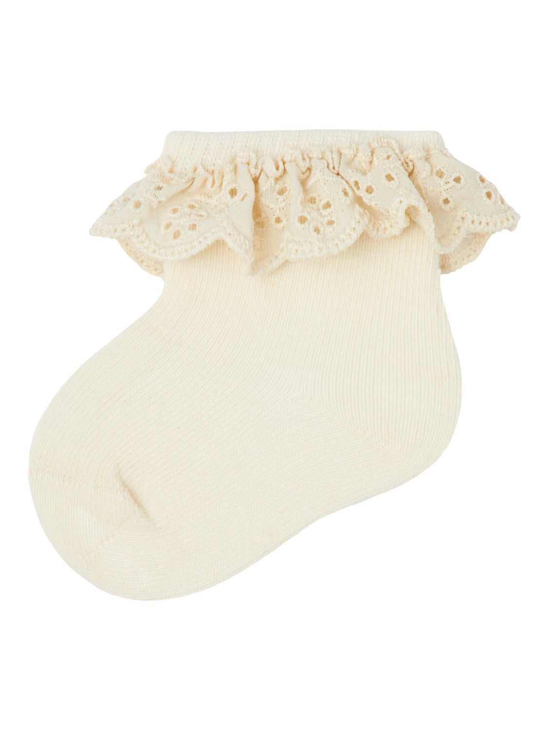 Lil Atelier – Baby Ankelstrømper med Blondekant i Turtledove
