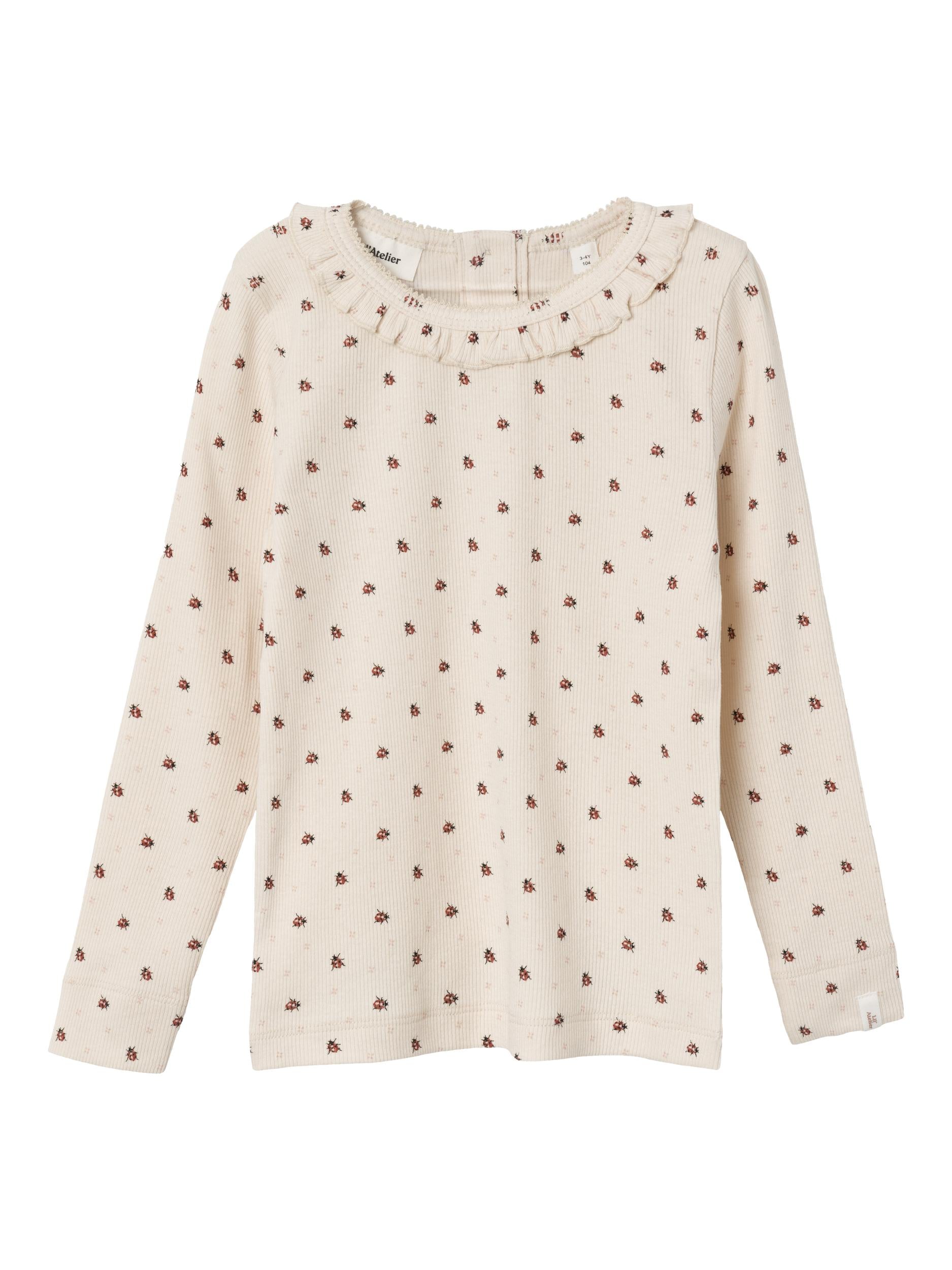 Lil Atelier Gago Slim Top med Mariehøne – Baked Grey