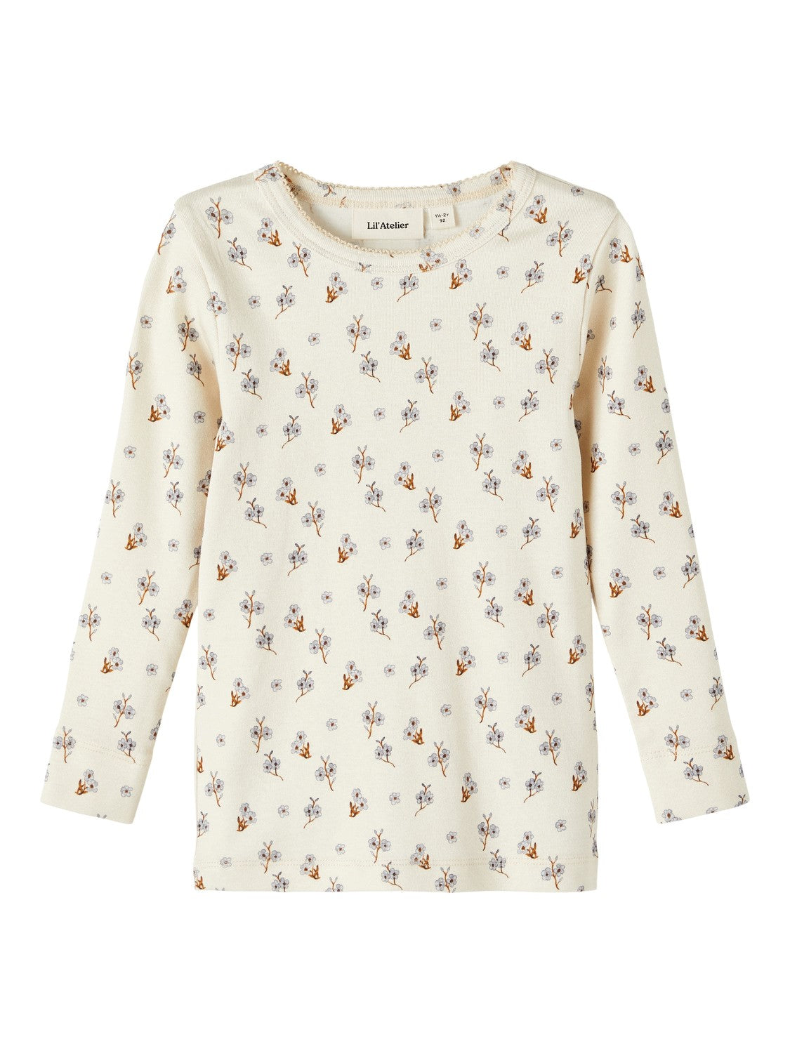 Lil Atelier Gaya Slim Top – Turtledove med blomsterprint
