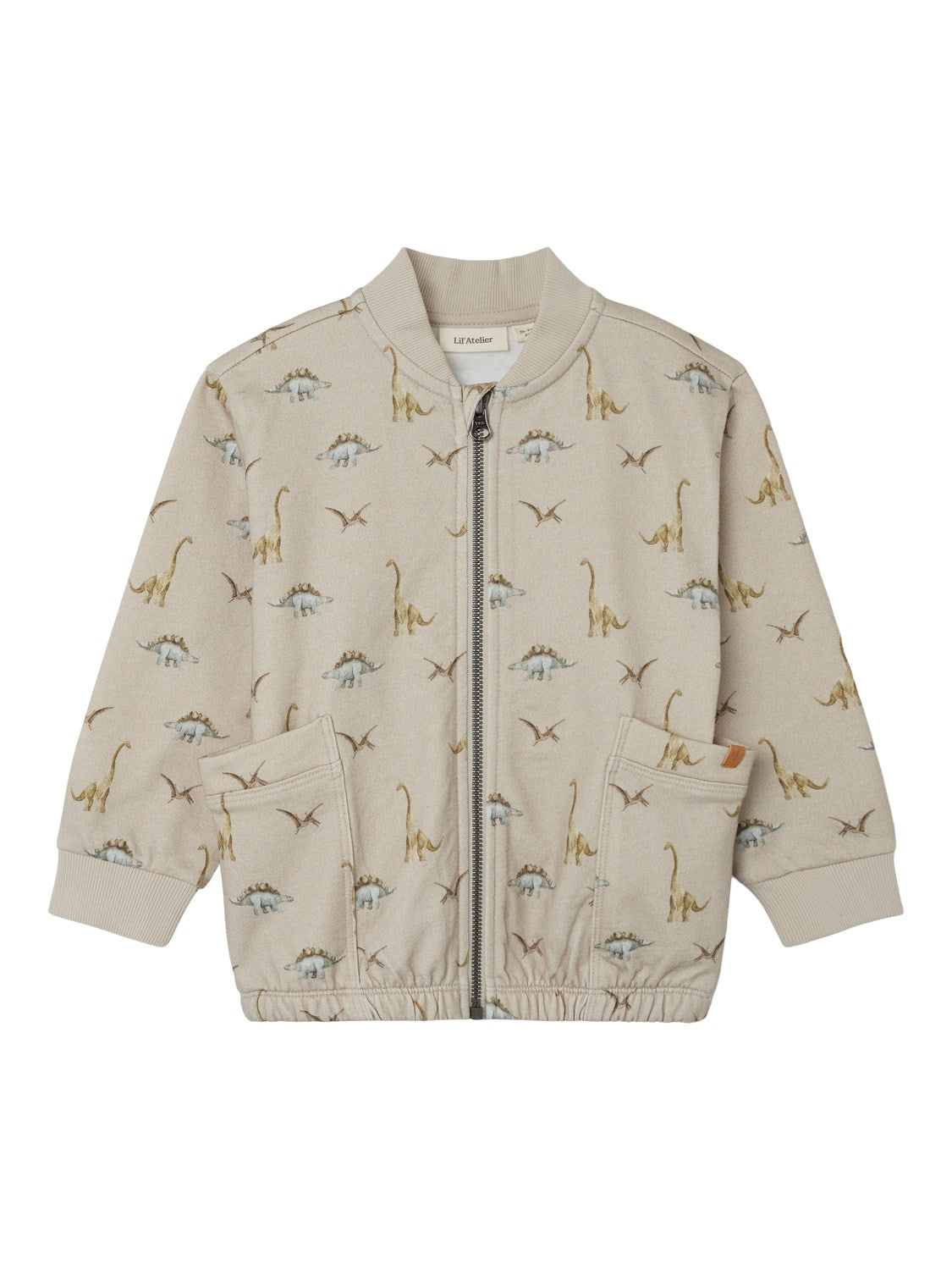 Lil Atelier Bibo Cardigan med Dino Print - Sølvgrå