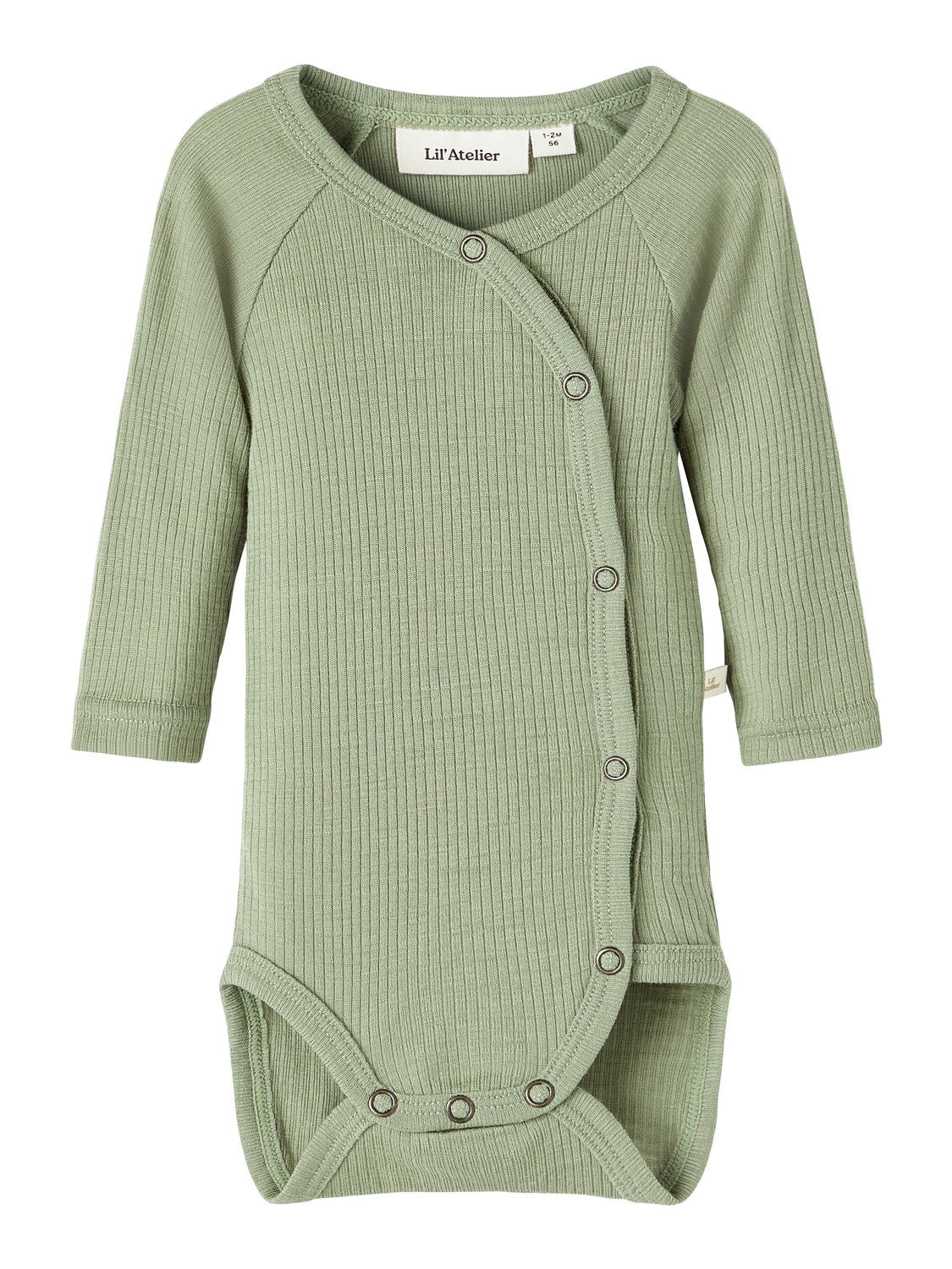 Lil Atelier Fable Uld Body – Olivengrøn Melange til Børn