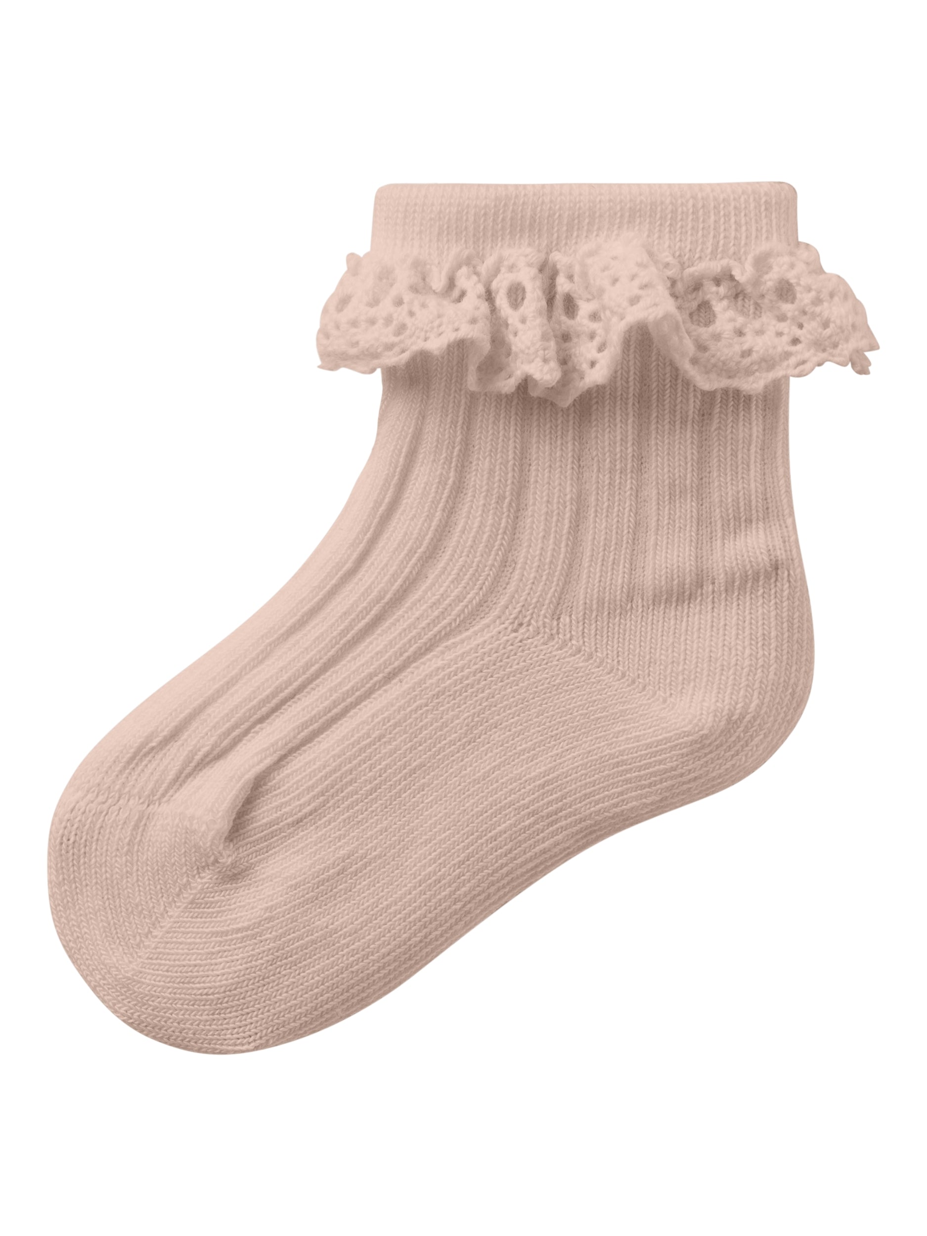 Lil Atelier – Freja Babysokker med Blondekant – Rose Dust