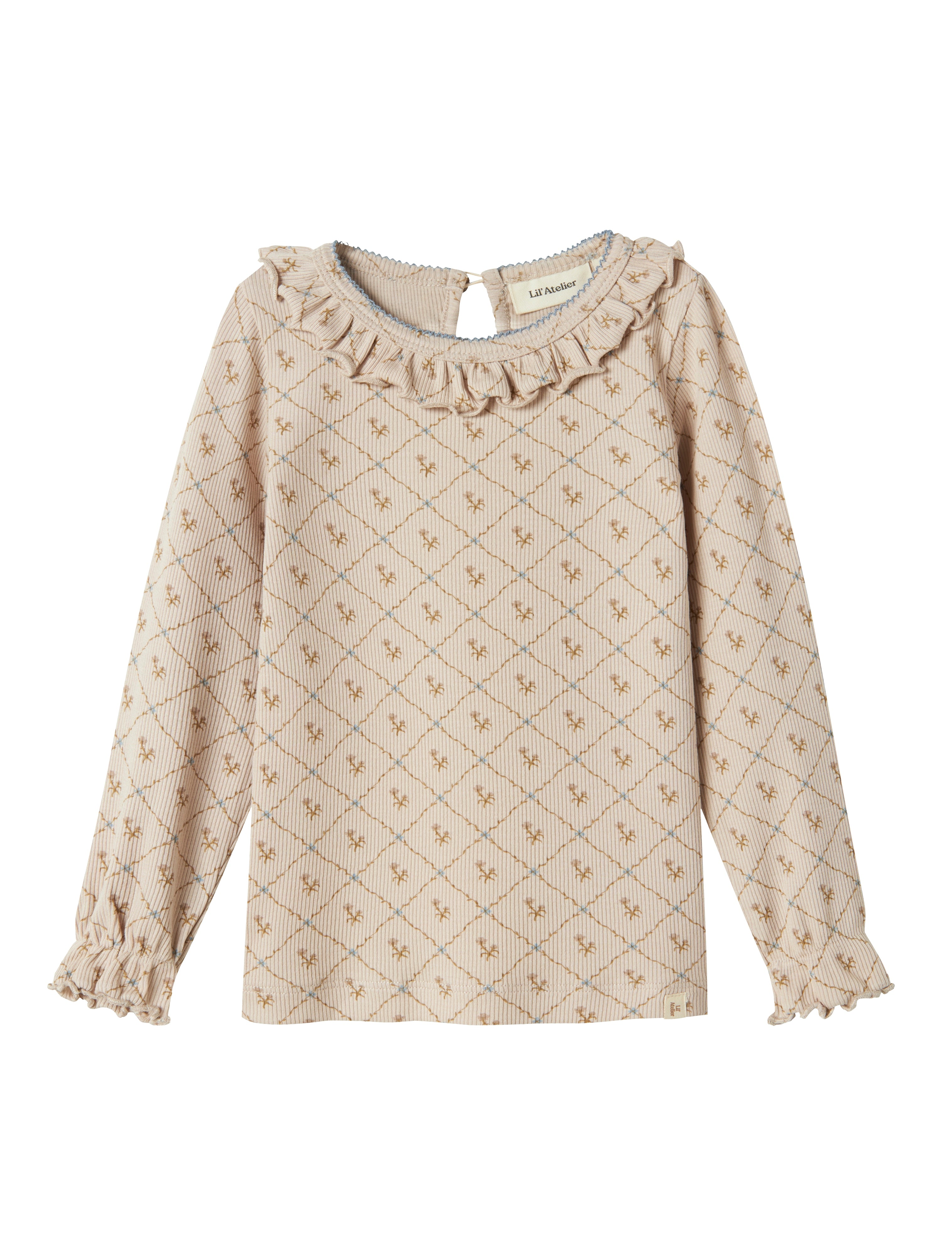 Lil Atelier Gago Bluse – Grå med Flæser til Børn