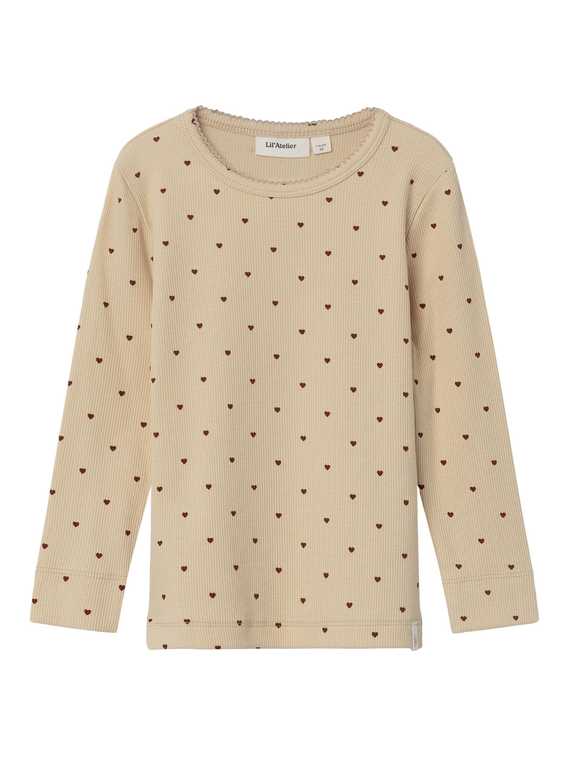 Lil Atelier Gago Slim Bluse - Rød Hjerteprint til Børn