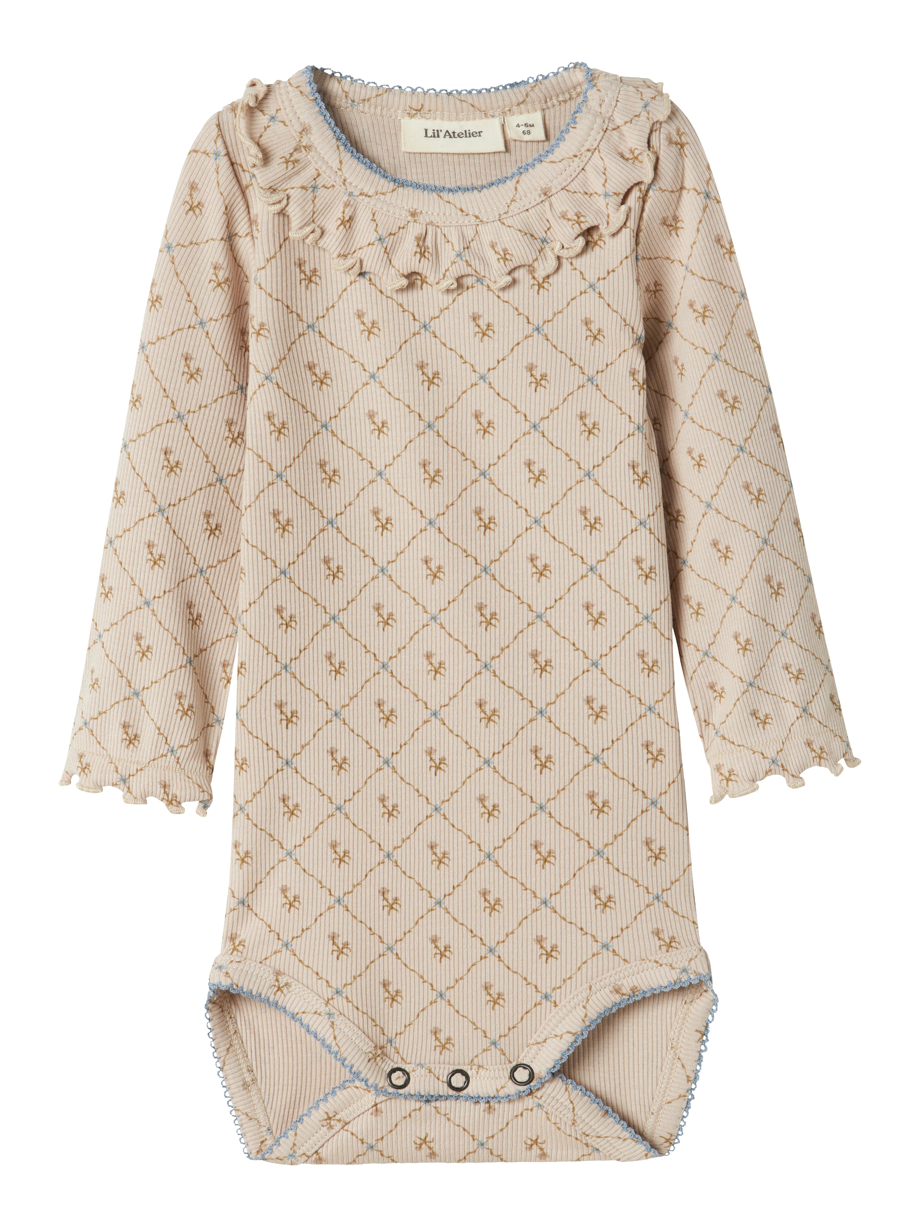 Lil Atelier Gago Slim Body - Grå Blomsterprint til Baby