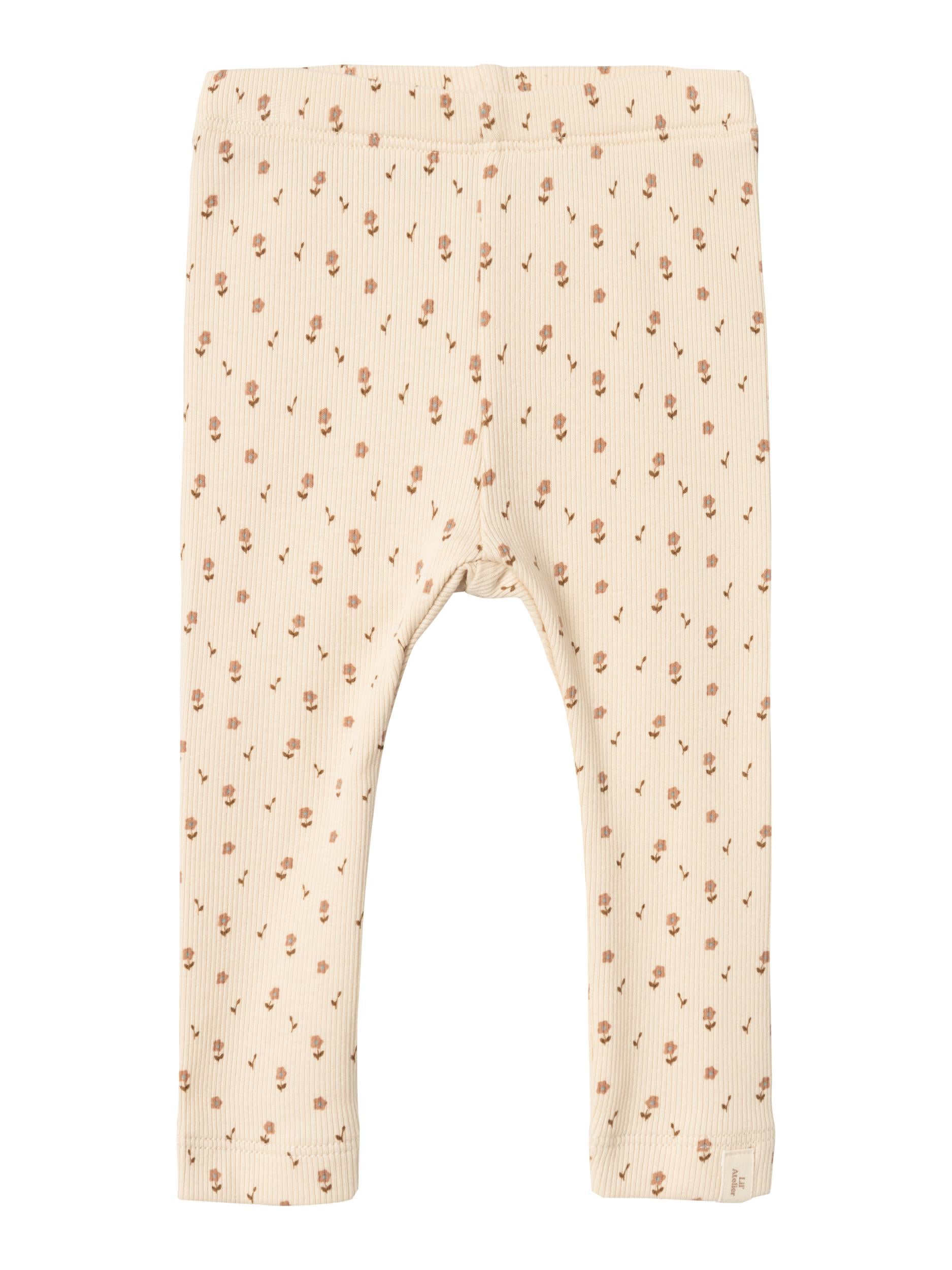 Lil Atelier Gago Slim Leggings – Blomsterprint i Fog
