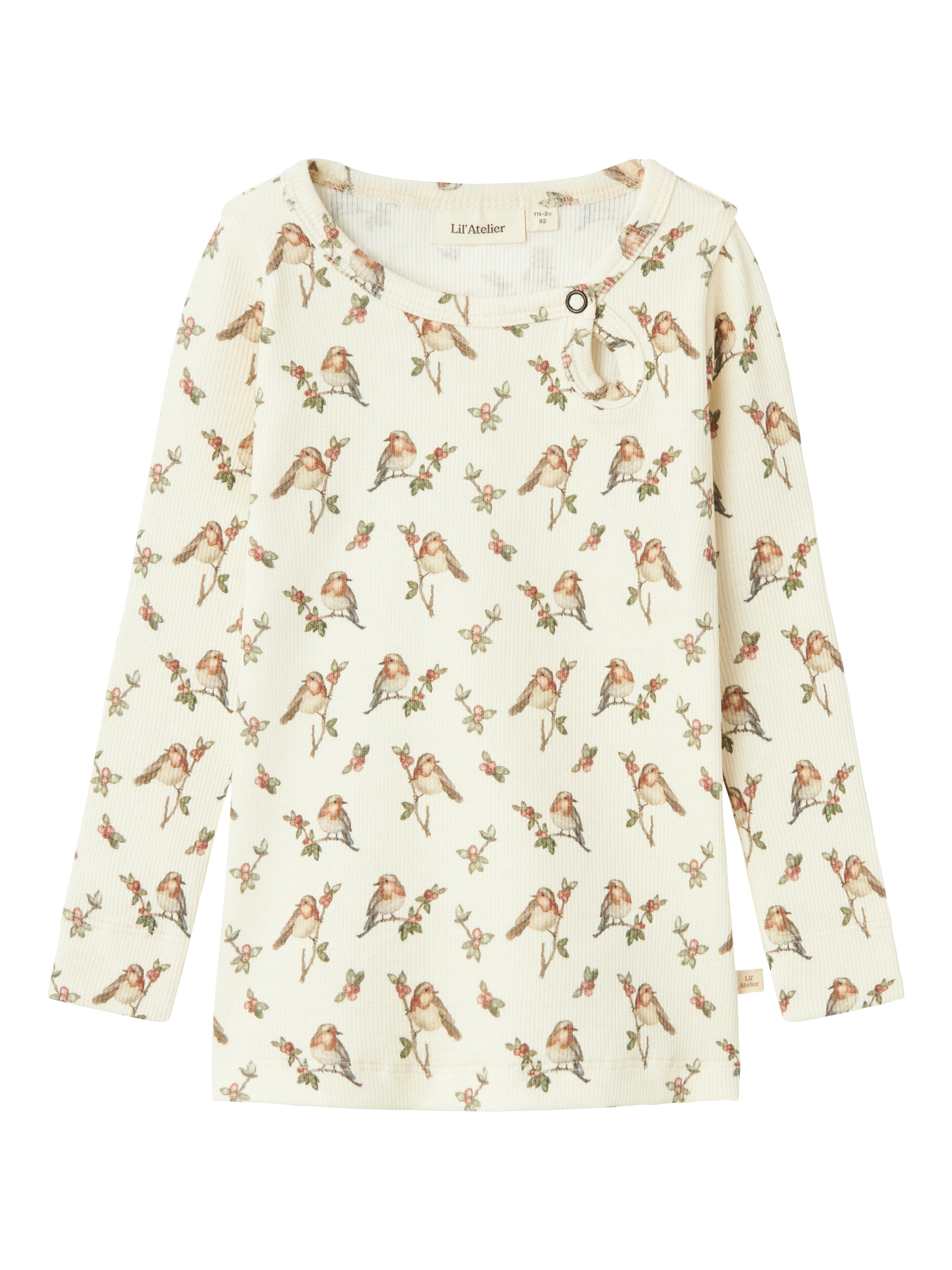 Lil Atelier Gavo Eli Slim Top - Turtledove med fugleprint