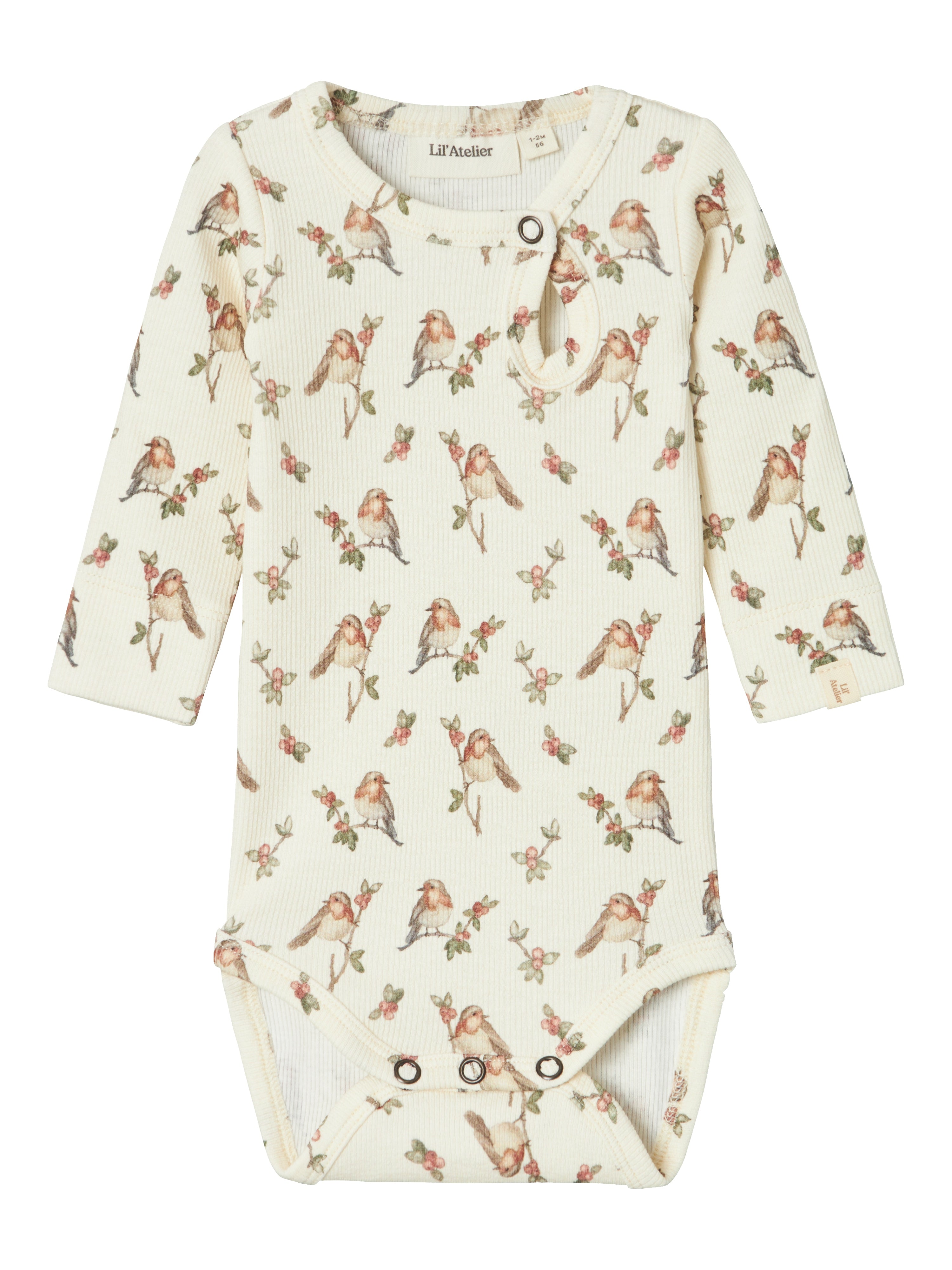 Lil Atelier Gavo Eli Slim Body - Turtledove med fugleprint