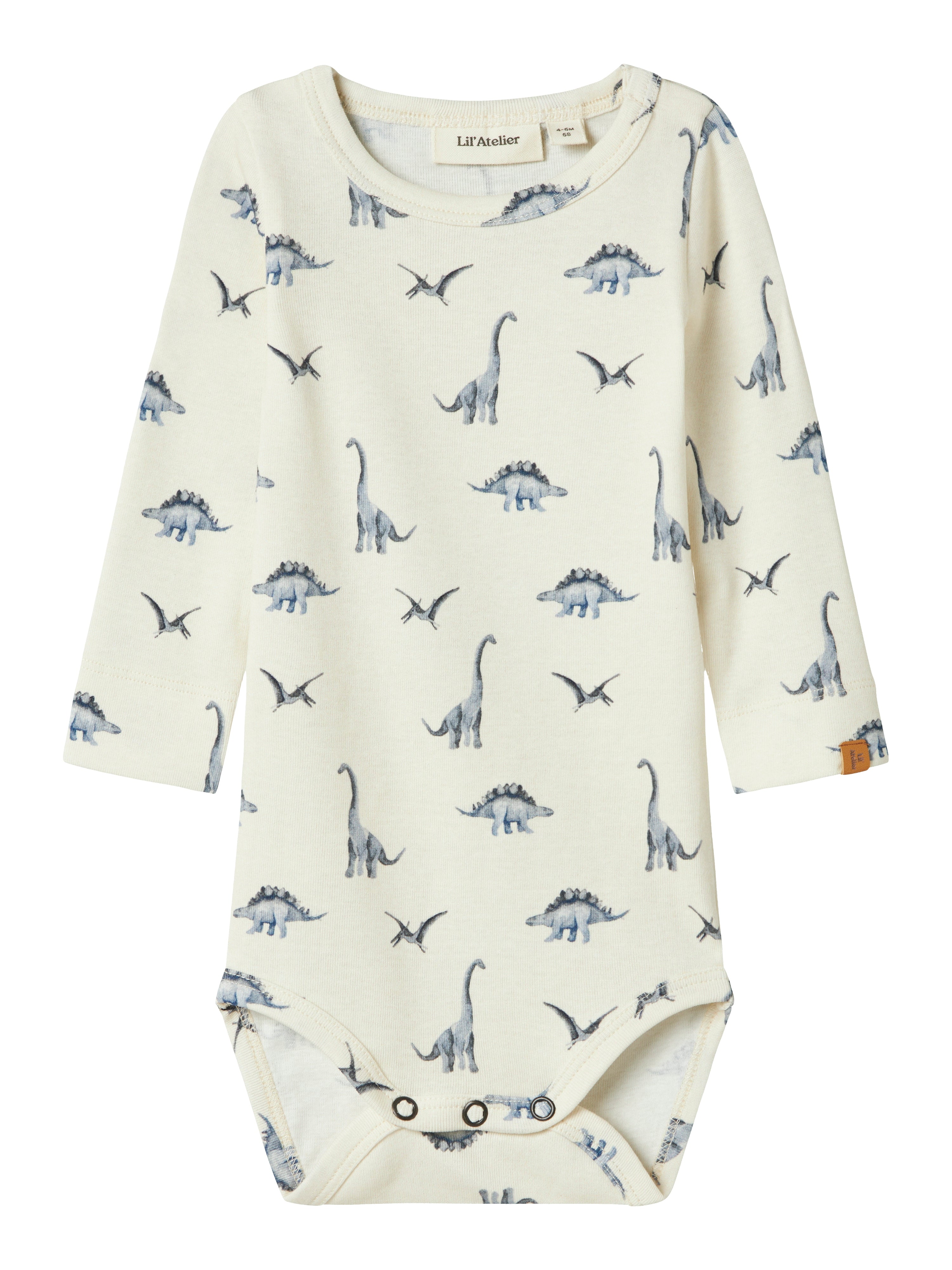 Lil Atelier Geo Atu Slim Body med Dino Print – Turtledove