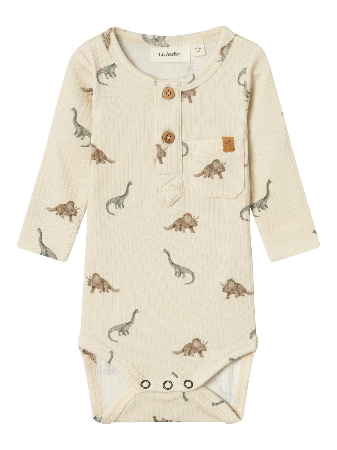Lil Atelier Gio Bon Slim Body – Birch med Dino-print
