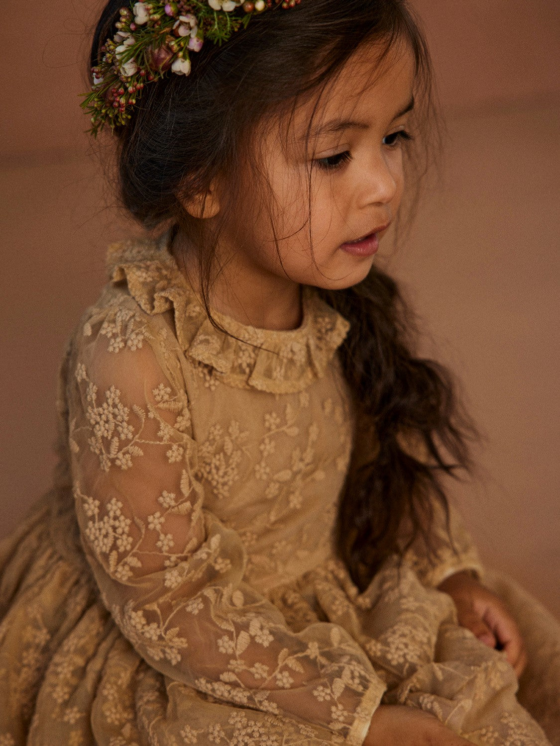 Lil Atelier Roa Tulle Kjole - Warm Sand - Festlig Elegance