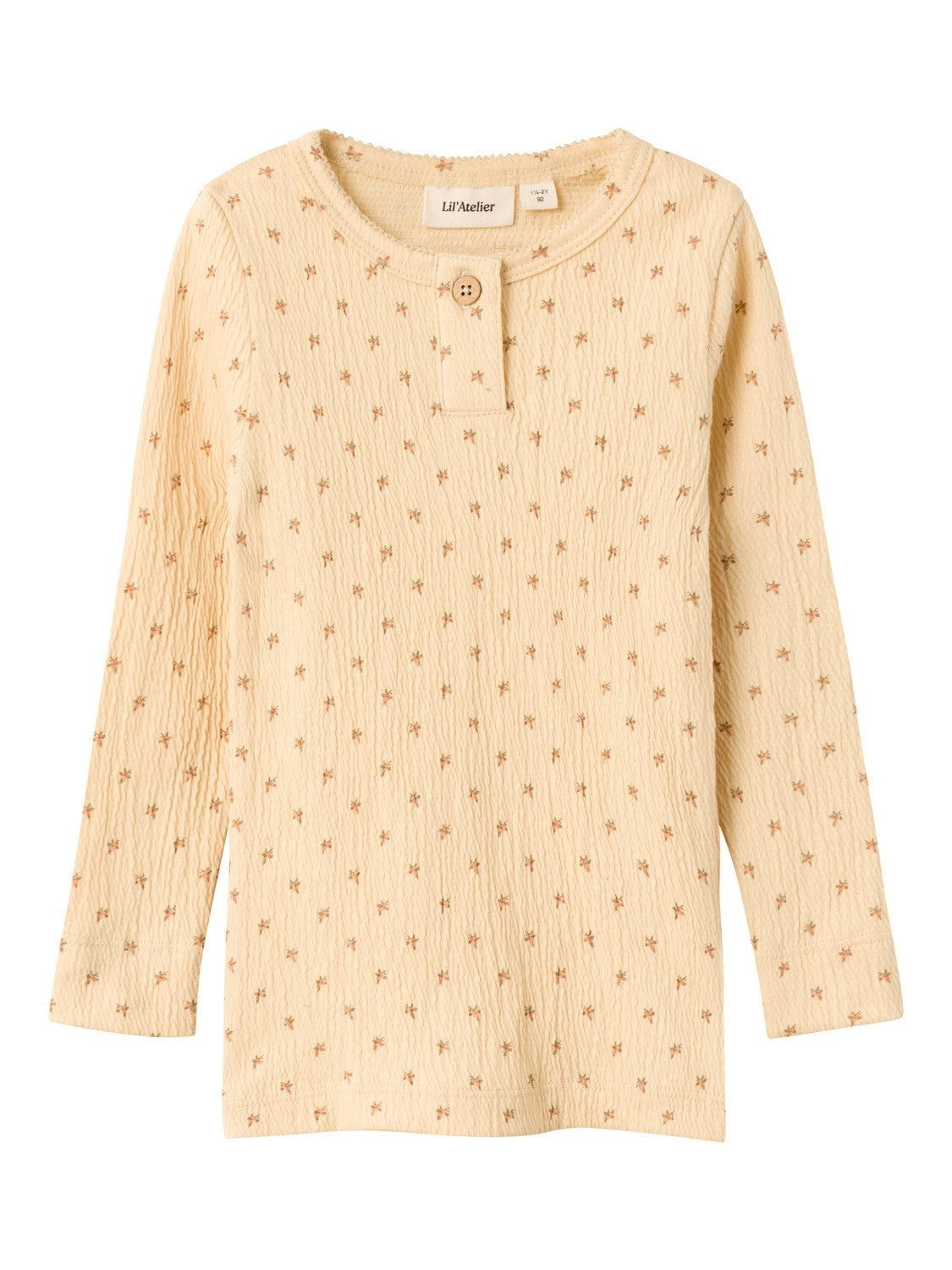 Lil Atelier Nalo Slim Top med Blomsterprint – Wood Ash