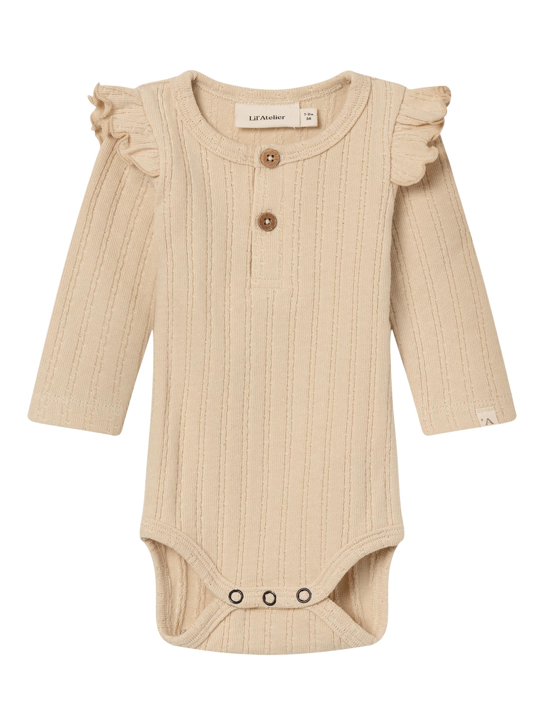 Lil Atelier Rita Slim Body – Elegant Råhvid Flæse til Børn