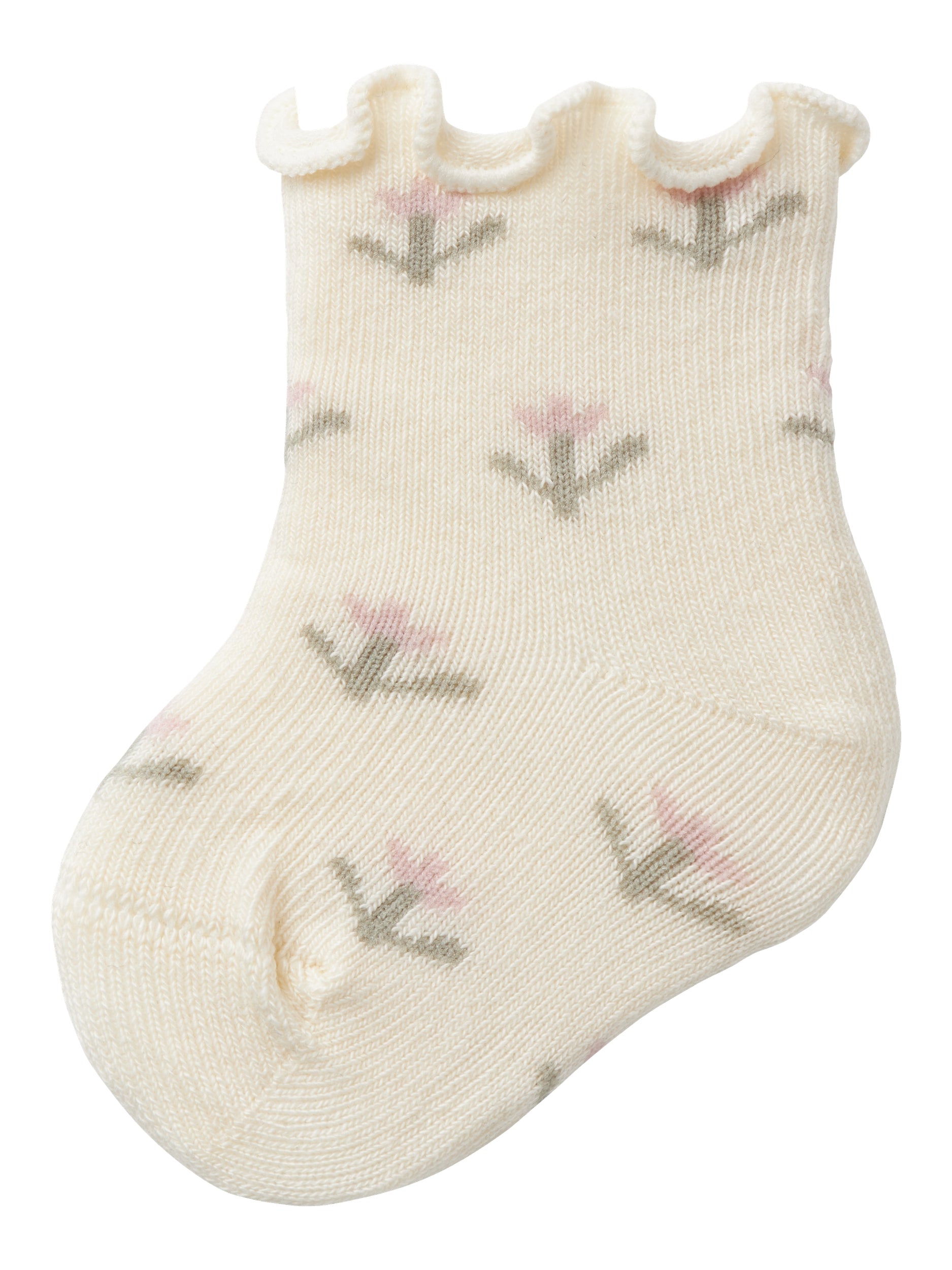 Lil Atelier – Rossa Babysokker med Blomster i Turtledove