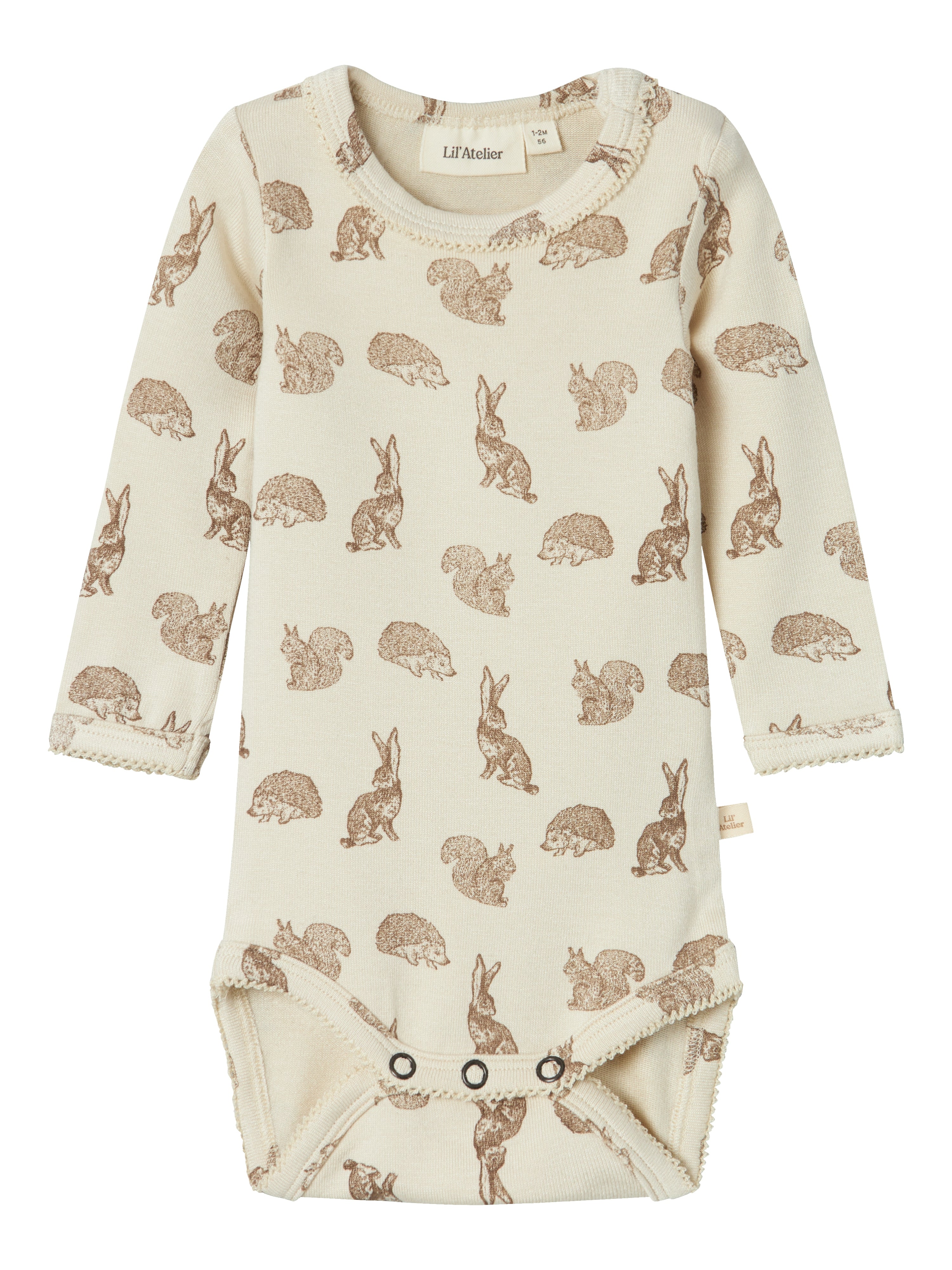 Lil Atelier Saba Slim Body - Turtledove med Skovdyr