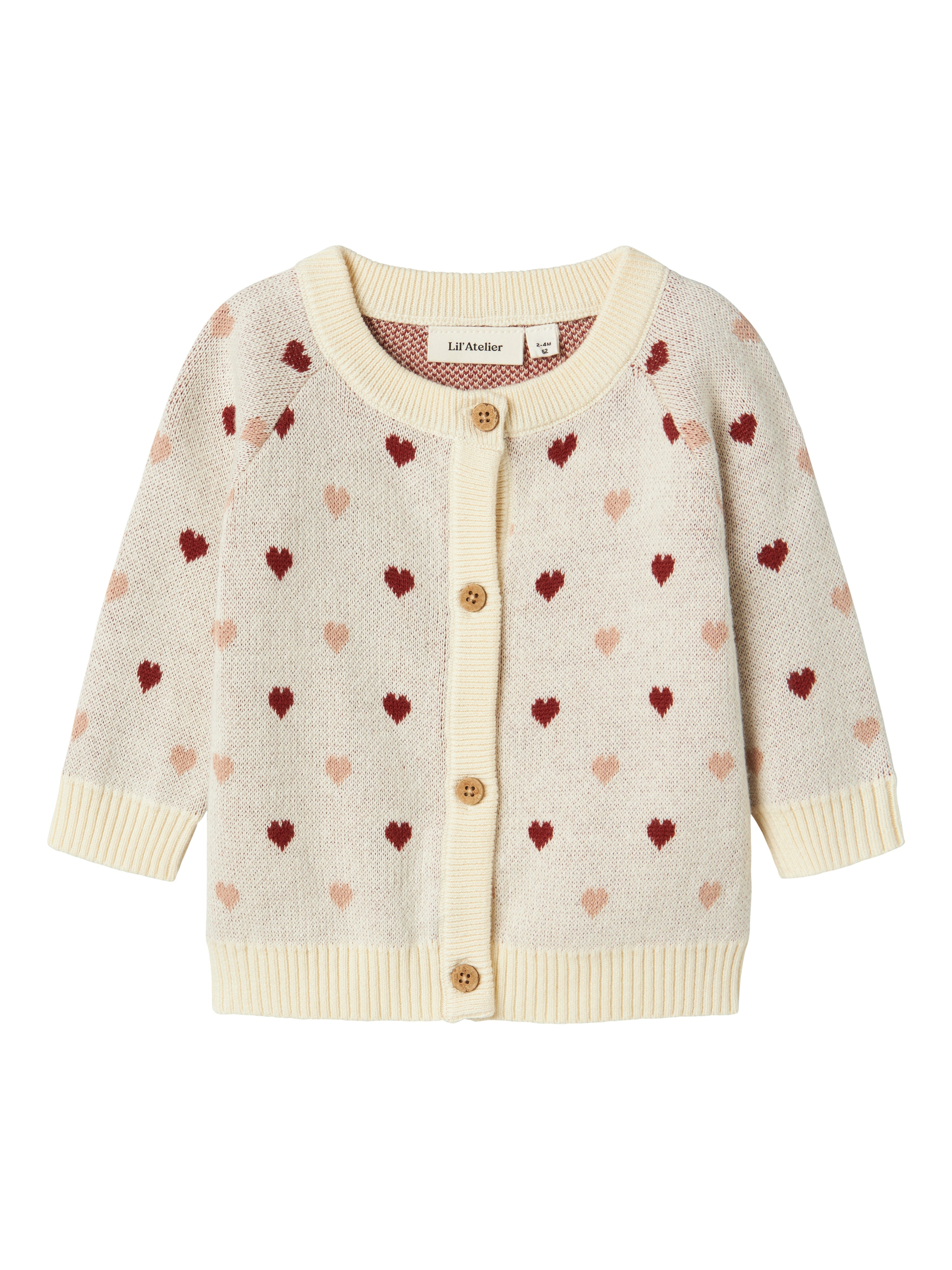 Lil Atelier Saran Cardigan med Hjerter - Turtledove Tilbud!