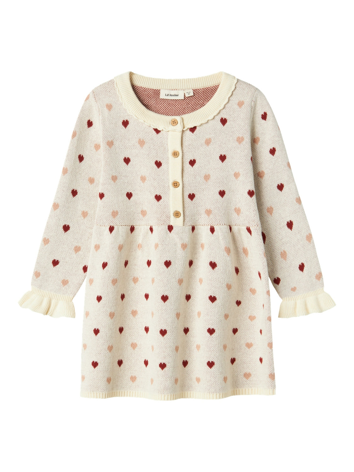 Lil Atelier Saran Strikkjole med Hjerter - Turtledove Tilbud!