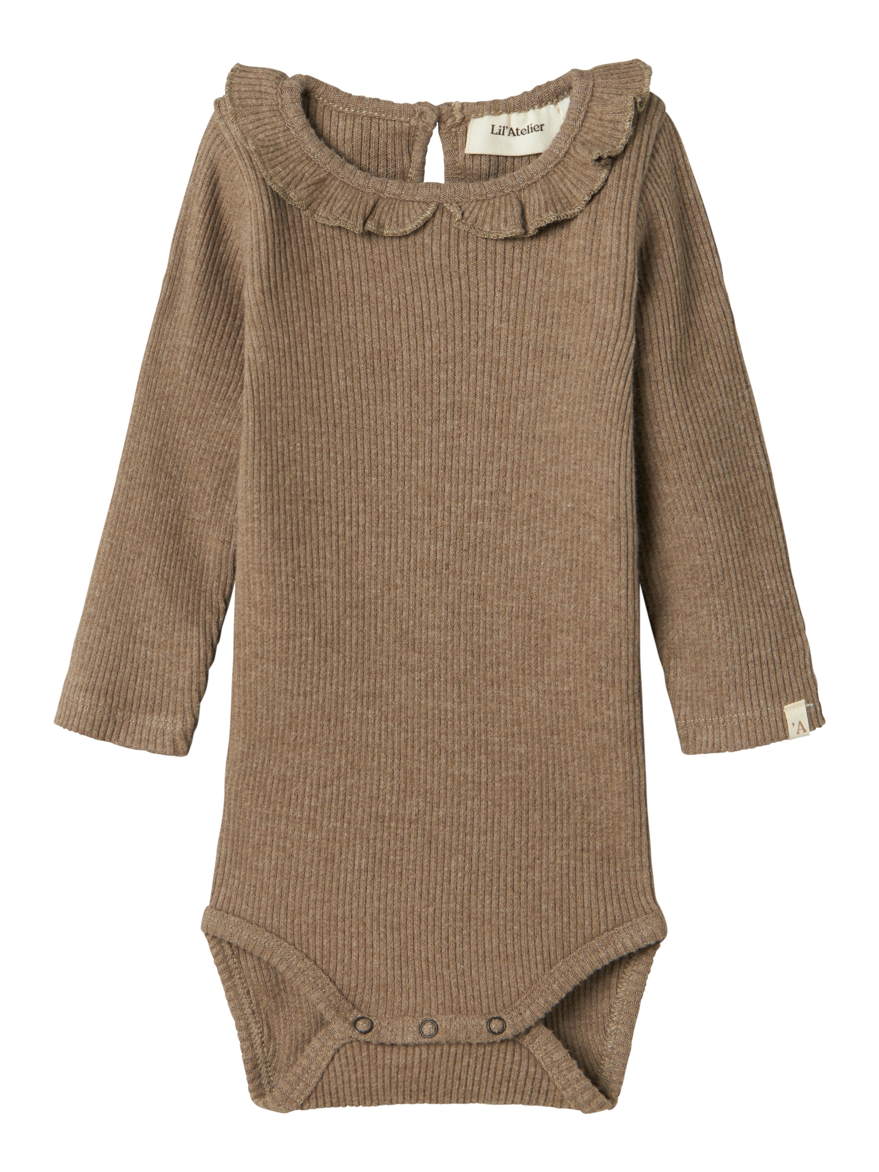 Lil Atelier Sophia Body med Flæsekrave - Shitake Tilbud