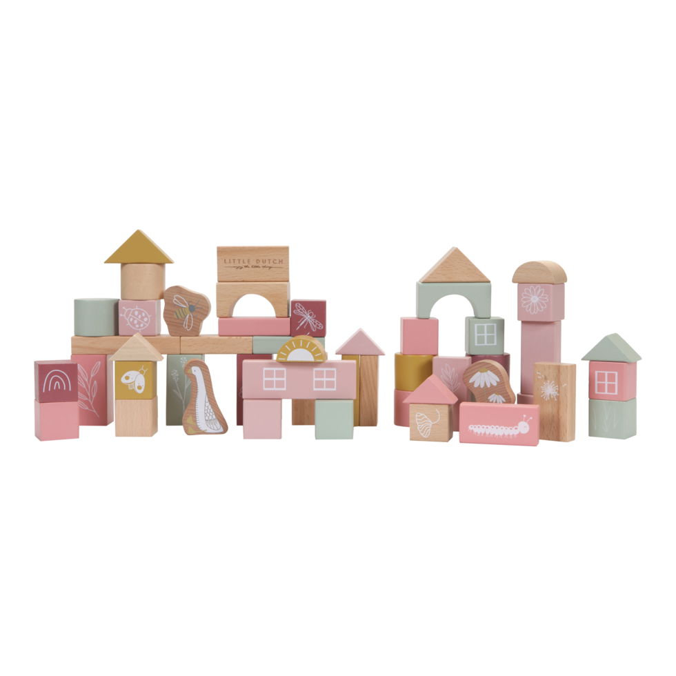Little Dutch Byggeklodser - Pink Tønde med 50 Klodser