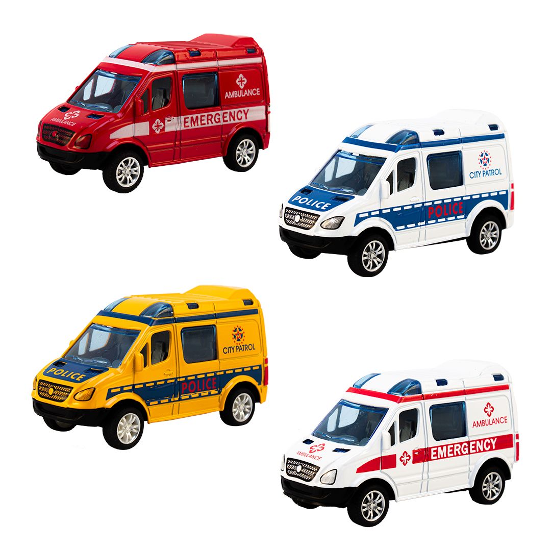Magni Pullback Ambulance – Rød Legetøjsbil på Udsalg!