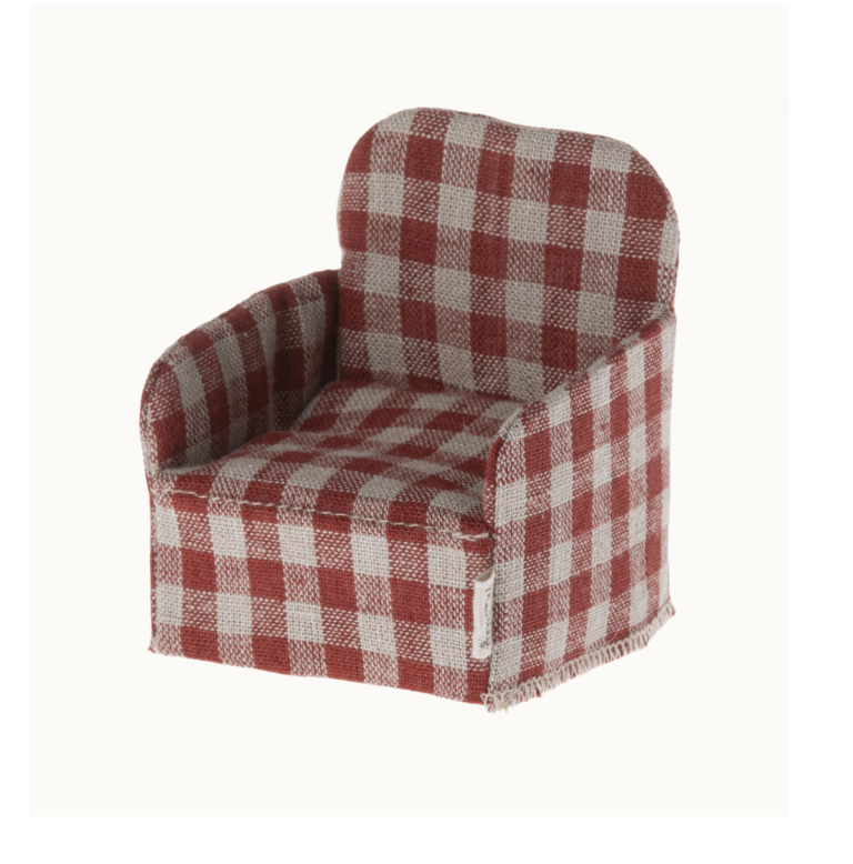 Maileg Lænestol til Mus – Rød Ternet Vintage Design