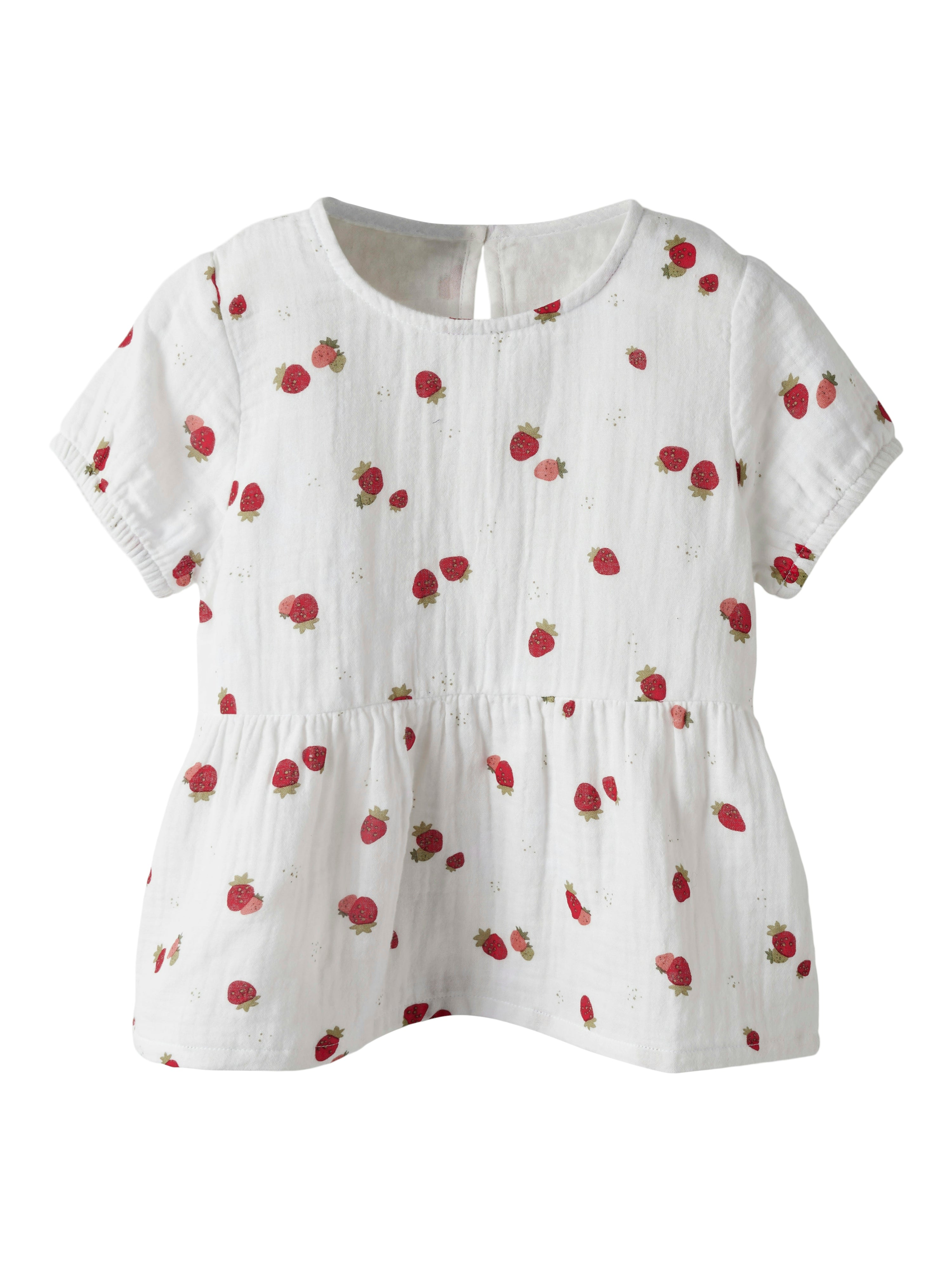 Name It Fornelia Top – Hvid med Jordbærprint til Sommer