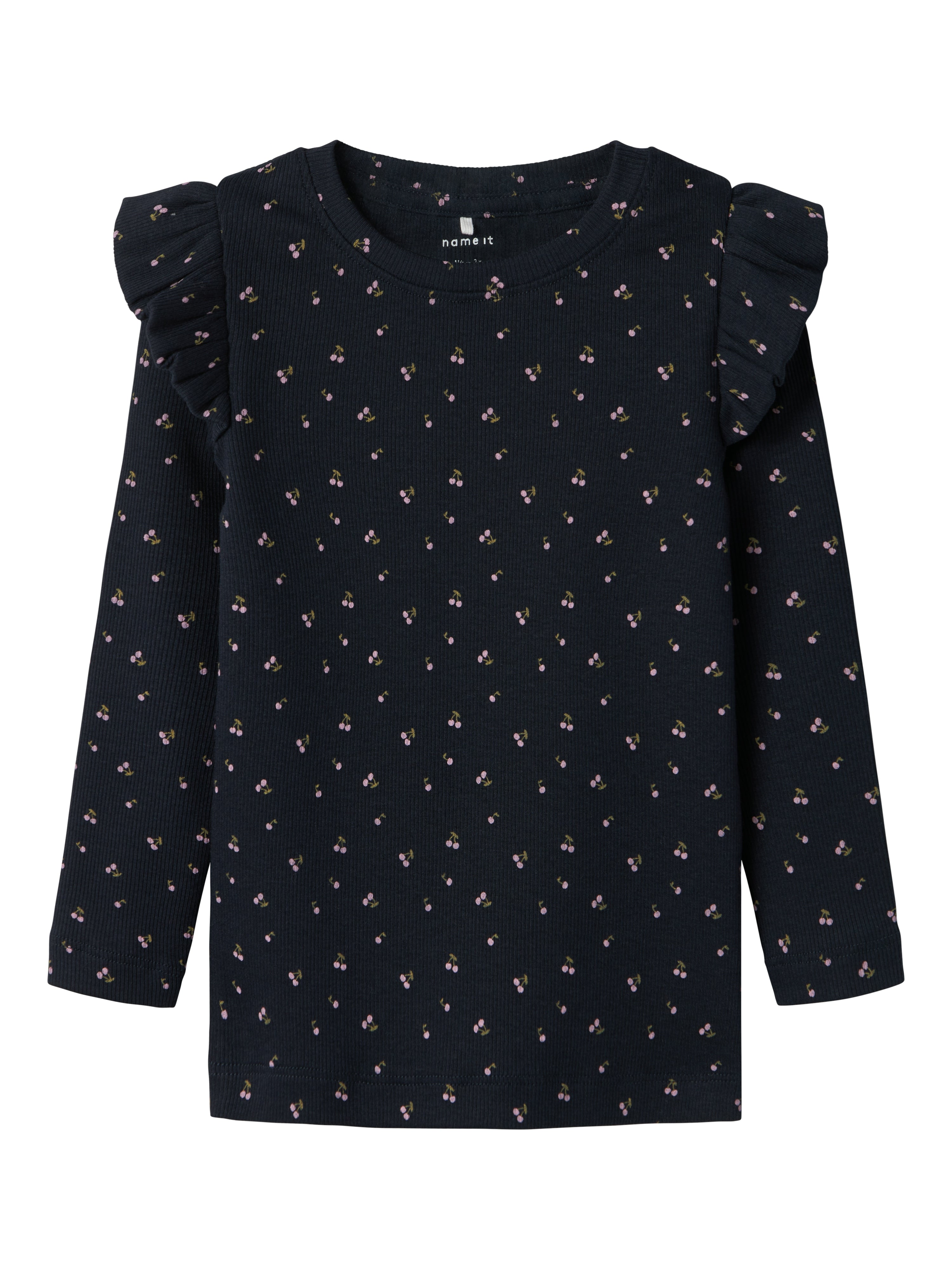 Name It Babeth Bluse – Navy med Kirsebær og Flæser