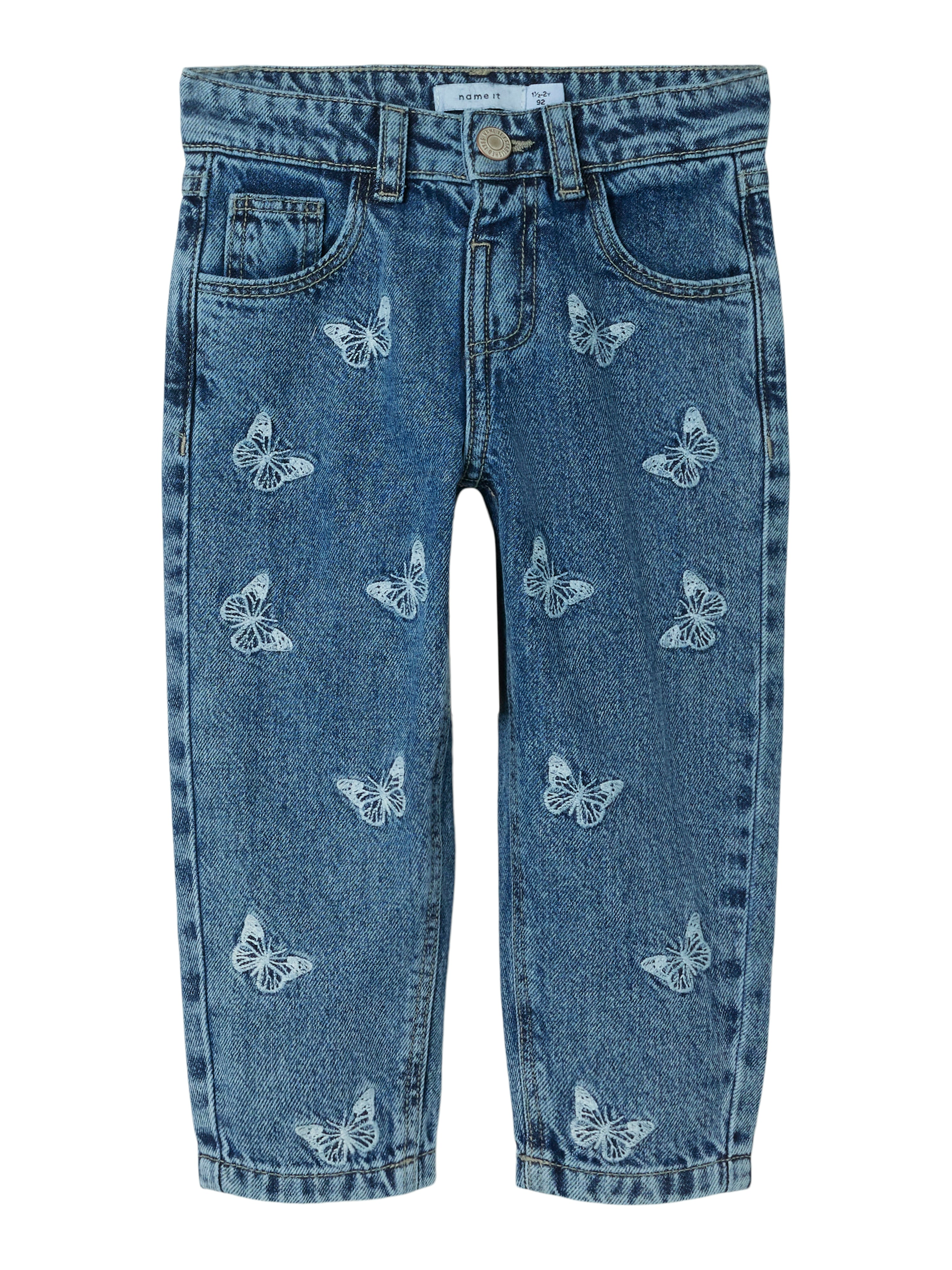 Name It Bella Mom Jeans – Blå Denim med Sommerfugle