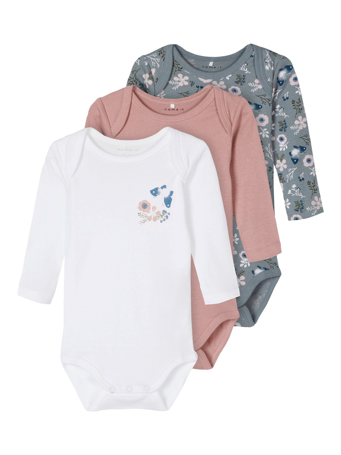 Name It 3-Pak Økologiske Bodyer til Børn - Pale Mauve