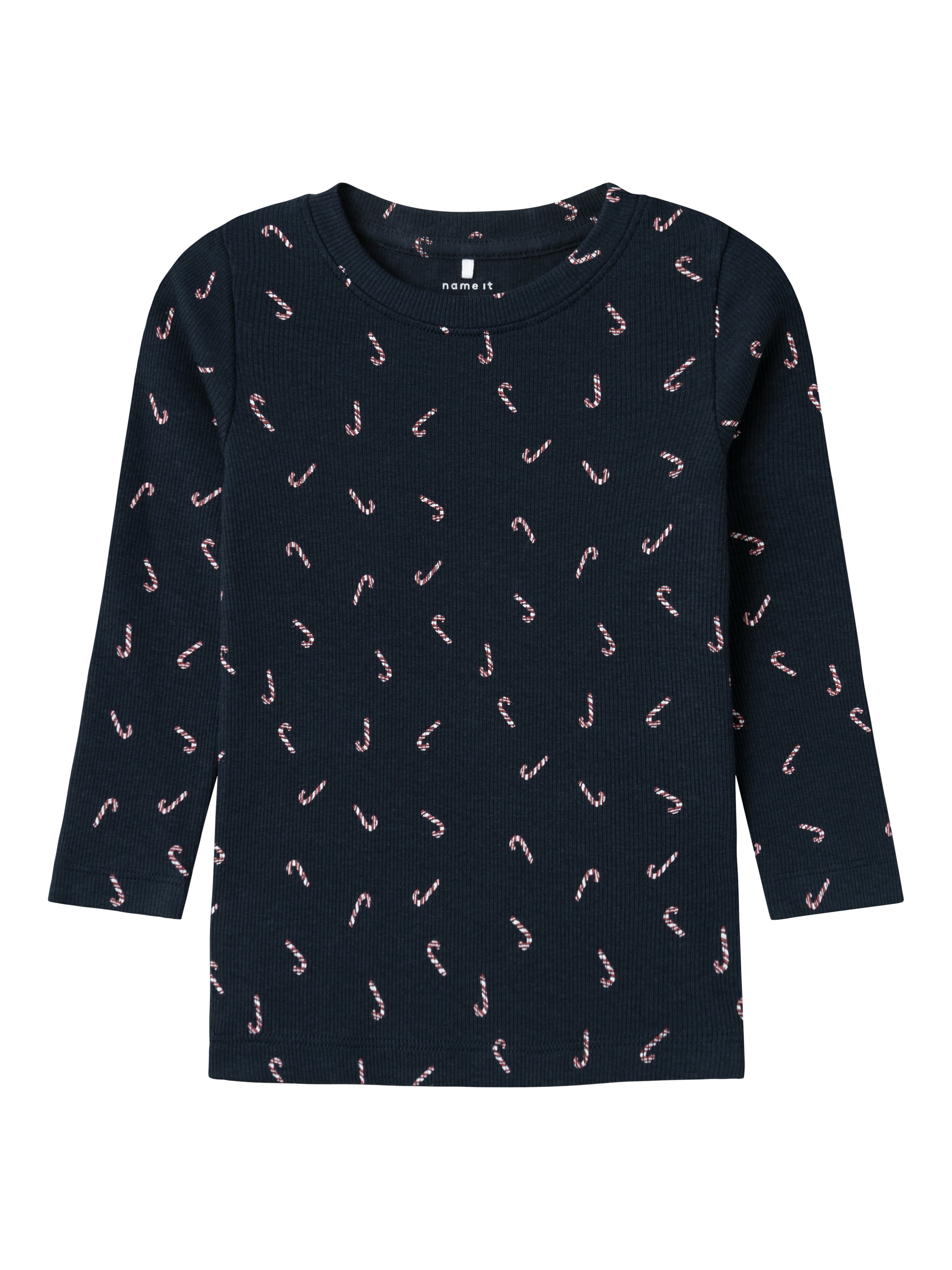 Name It Dab Bluse – Mørk Safir med Slikstokke Mønster