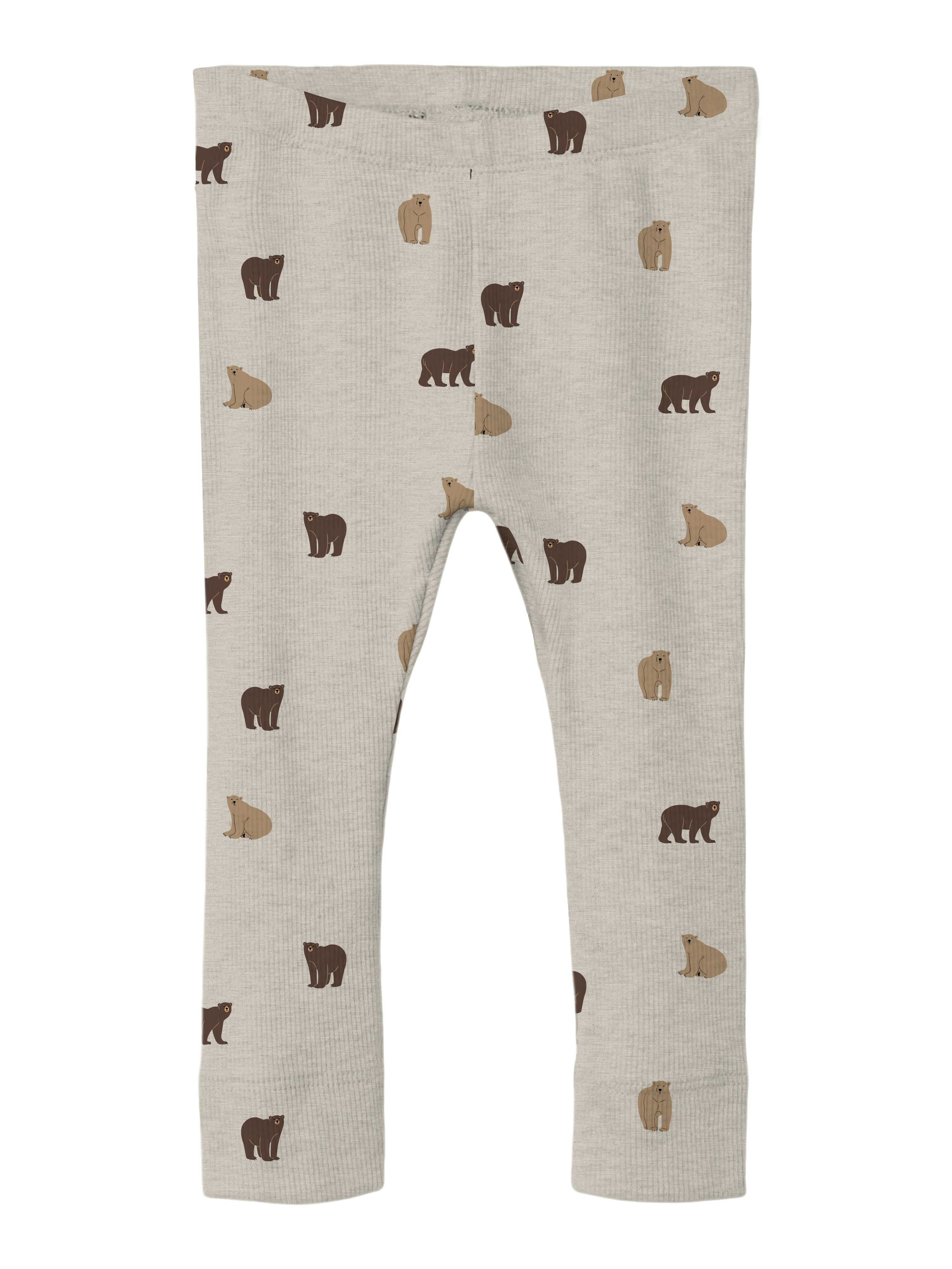 Søde Name It Dabu Leggings med Bjørneprint - Peyote Melange