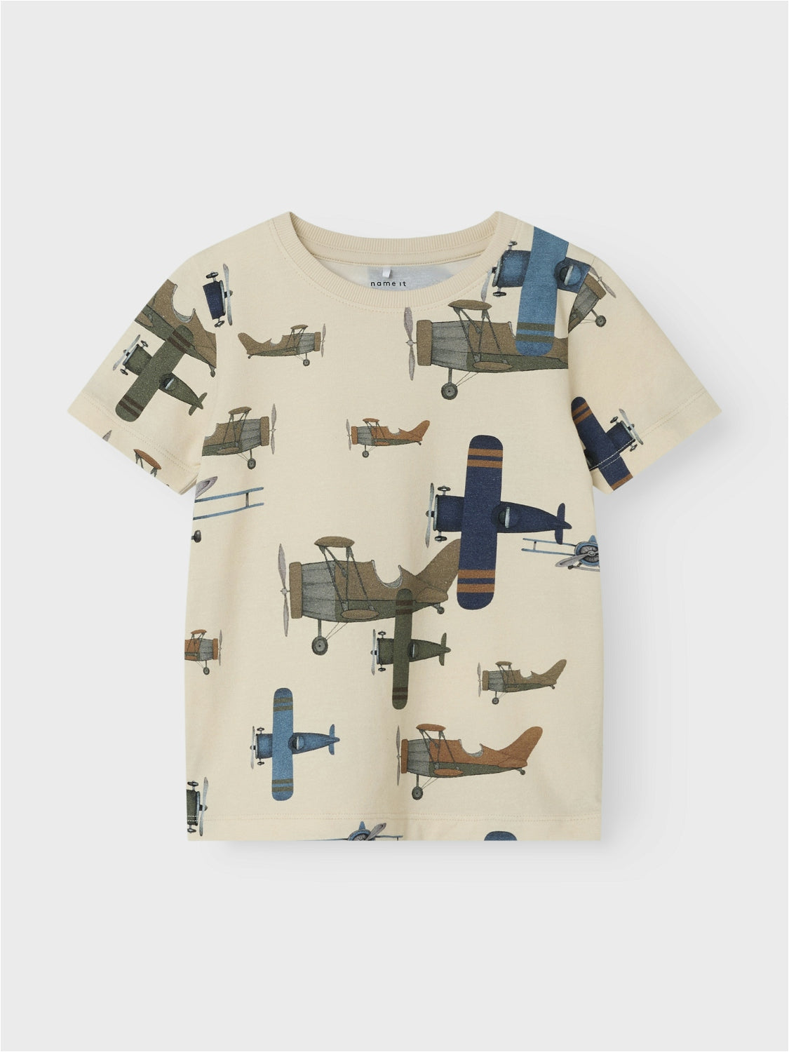 Name It Diuse T-shirt – Flyvemaskiner i Almond Milk