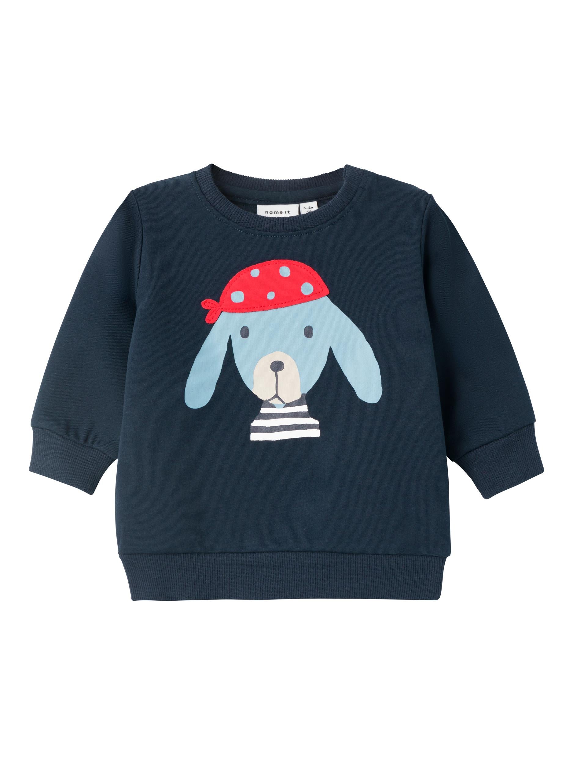 Fido Sweatshirt – Mørk Safir med Sjovt Hundesørøver Print