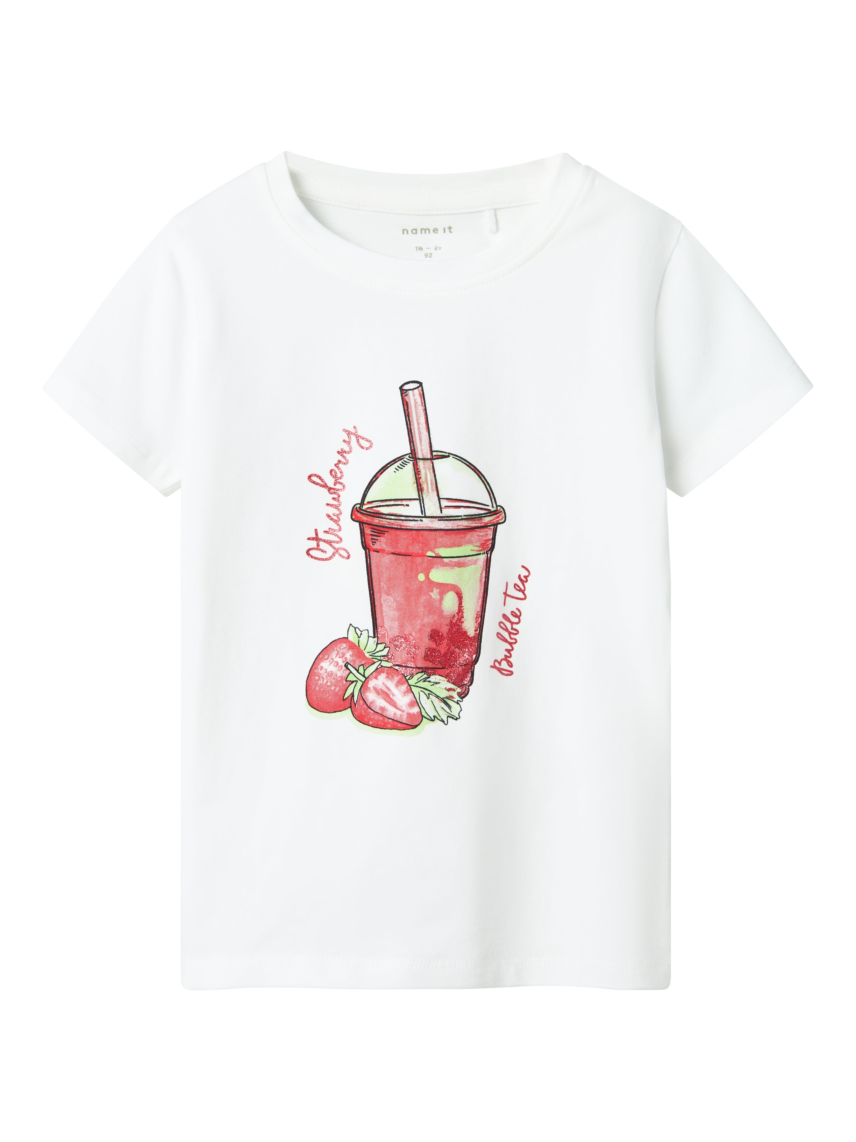 Name It Foji T-shirt – Lys Hvid med Jordbærprint