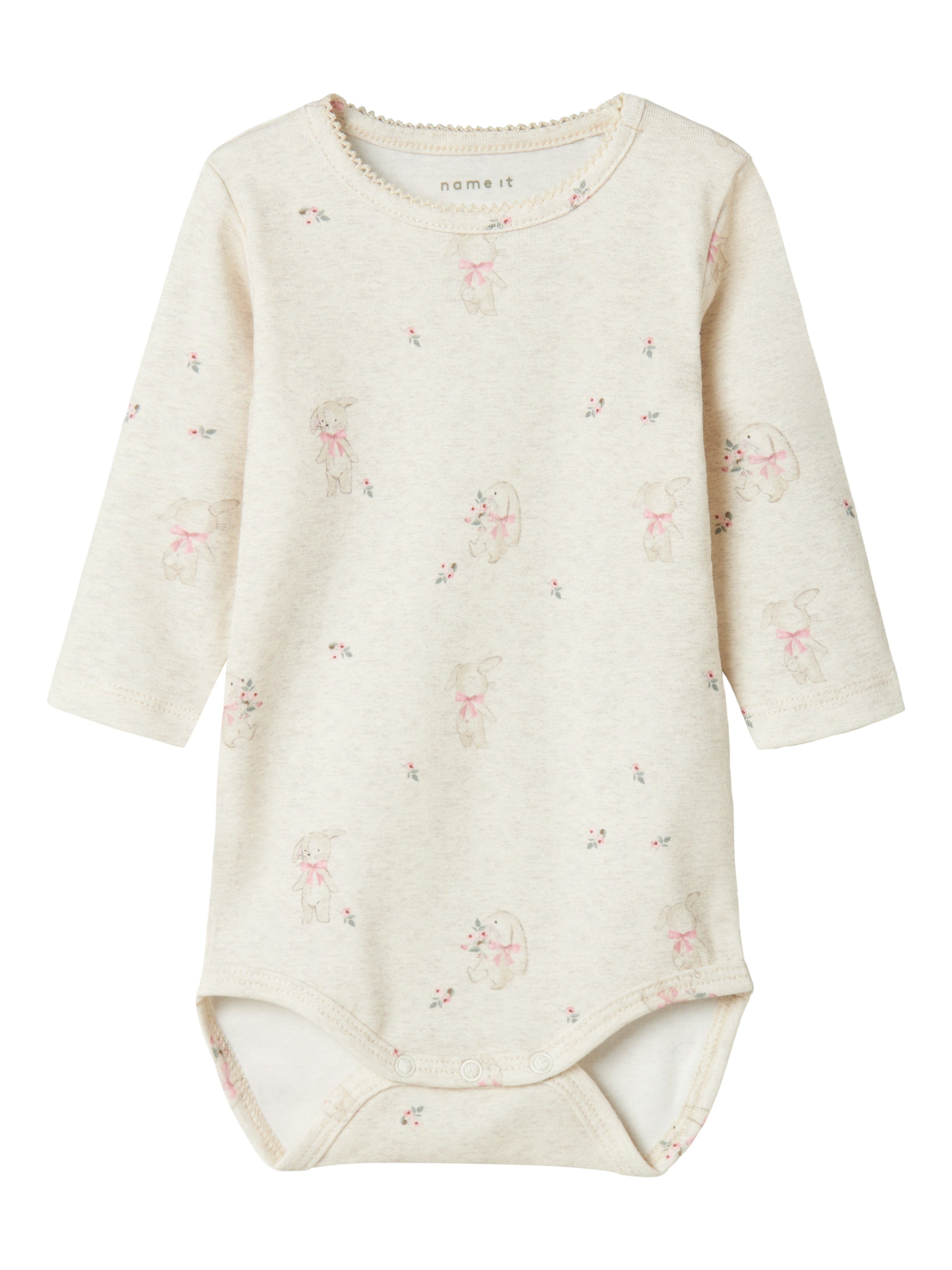 Name It Hallo Body med Kaniner og Blomster - Peyote Melange