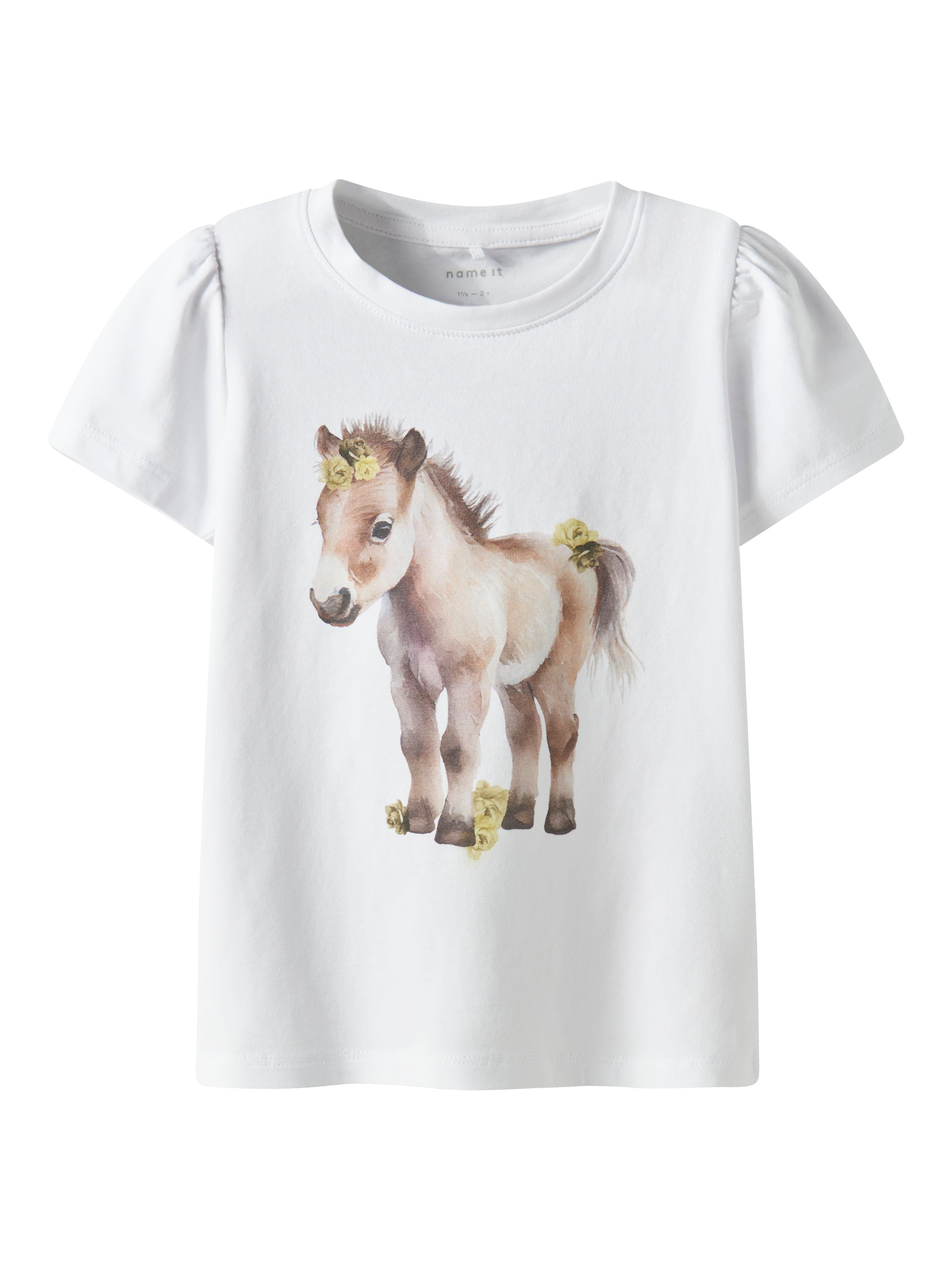 Sødt Føl Print T-shirt til Børn – Lys Hvid Charme