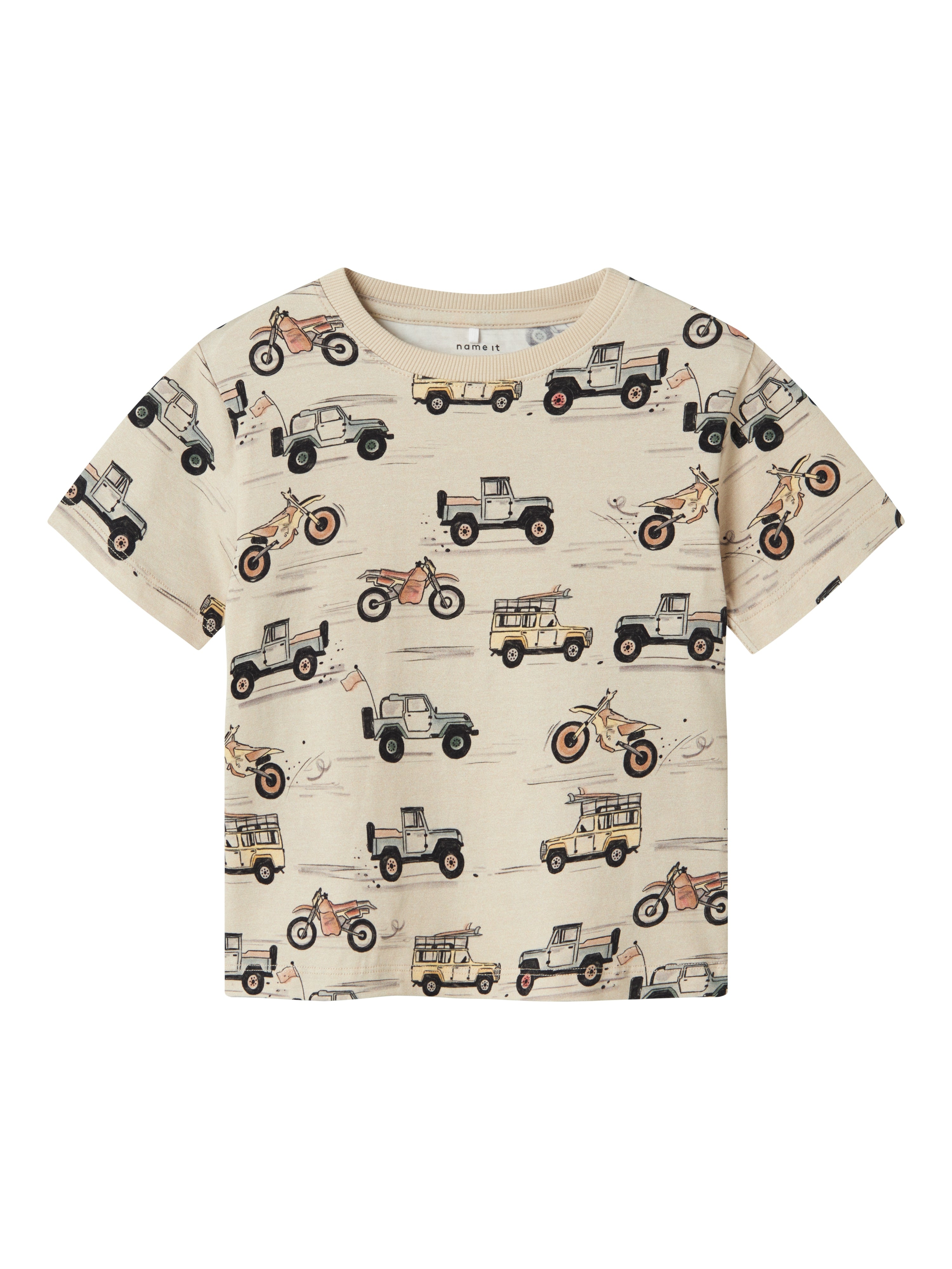 Name It Hekar T-shirt - Peyote - Blød med Køretøjsprint