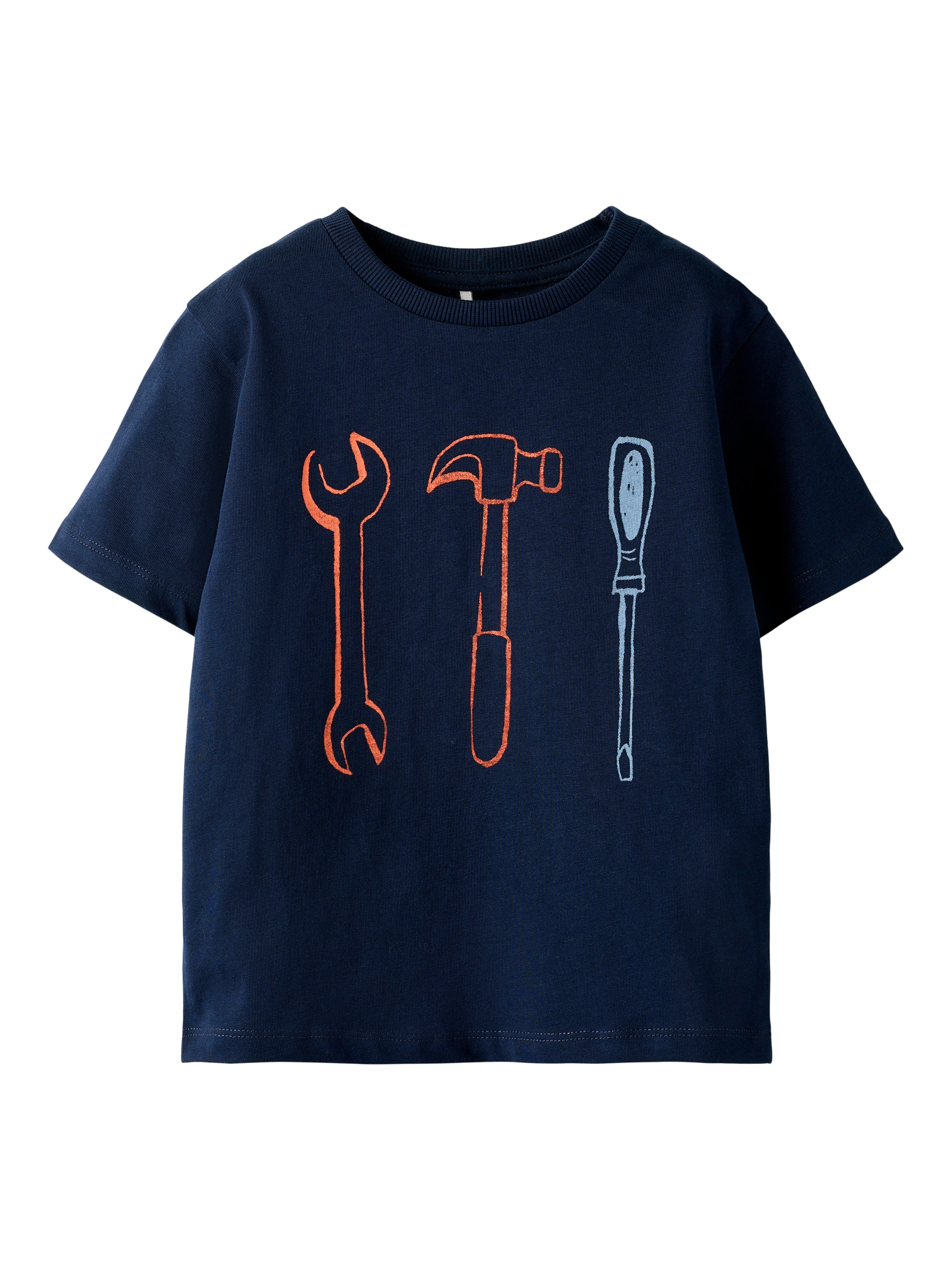 Name It Huxi T-shirt – Navy Blazer med sjovt værktøjsprint