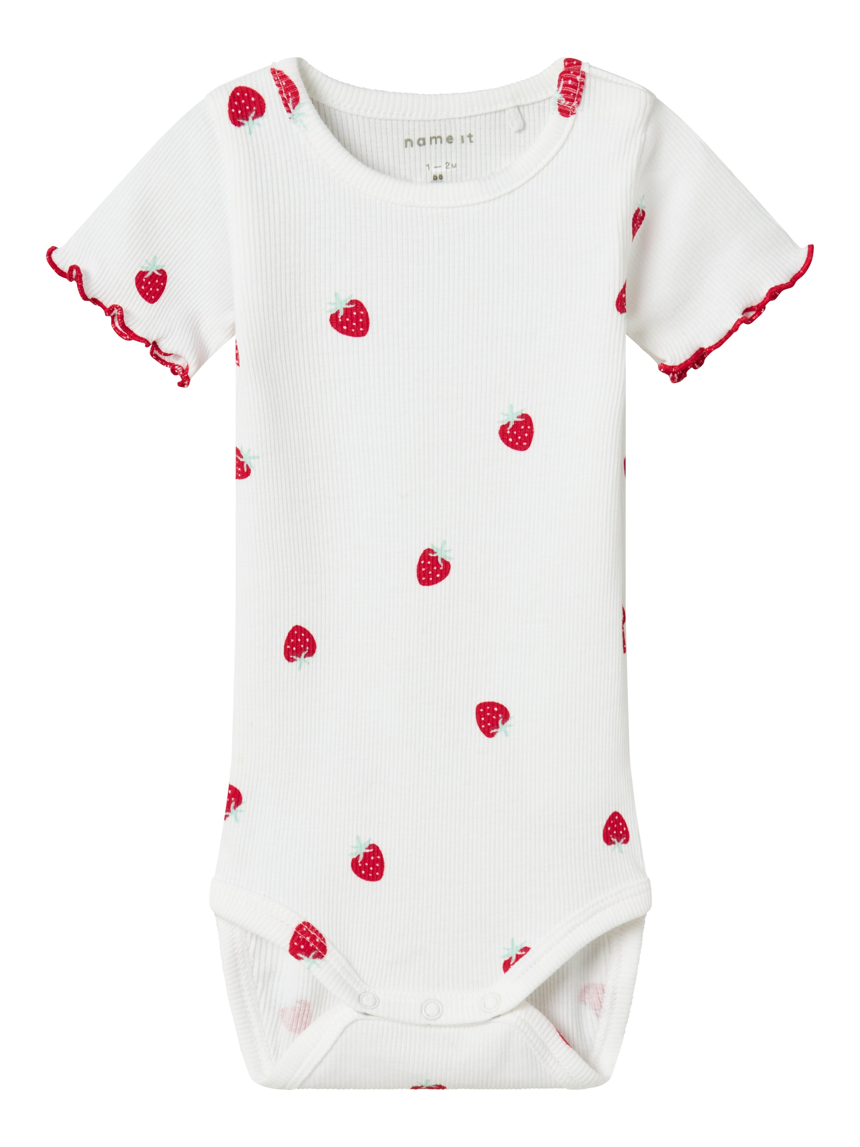 Name It Jillie Body – Lys Hvid med Jordbærprint til Baby
