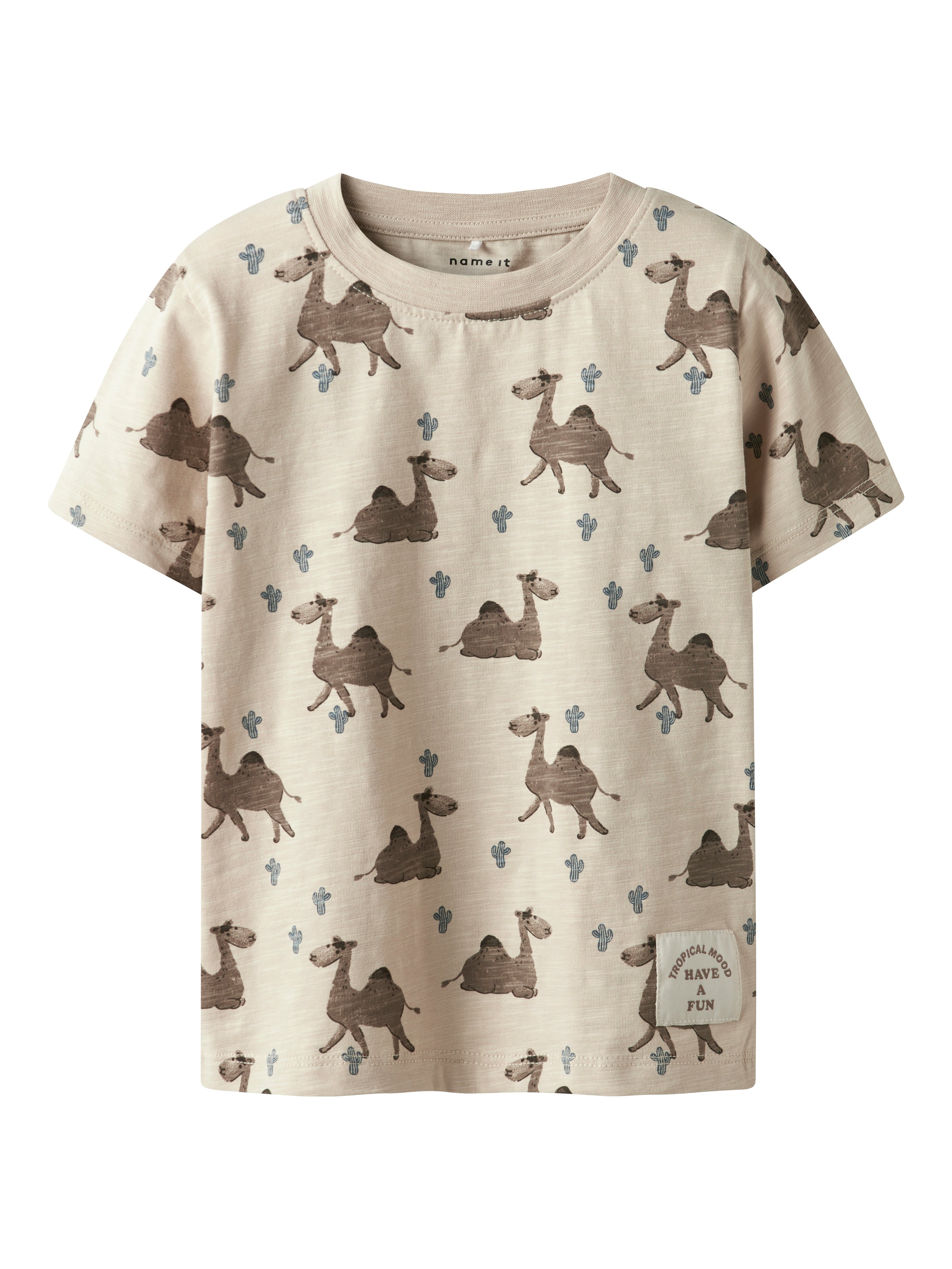 Name It Jala Top – Sød beige bluse med kamelprint til børn