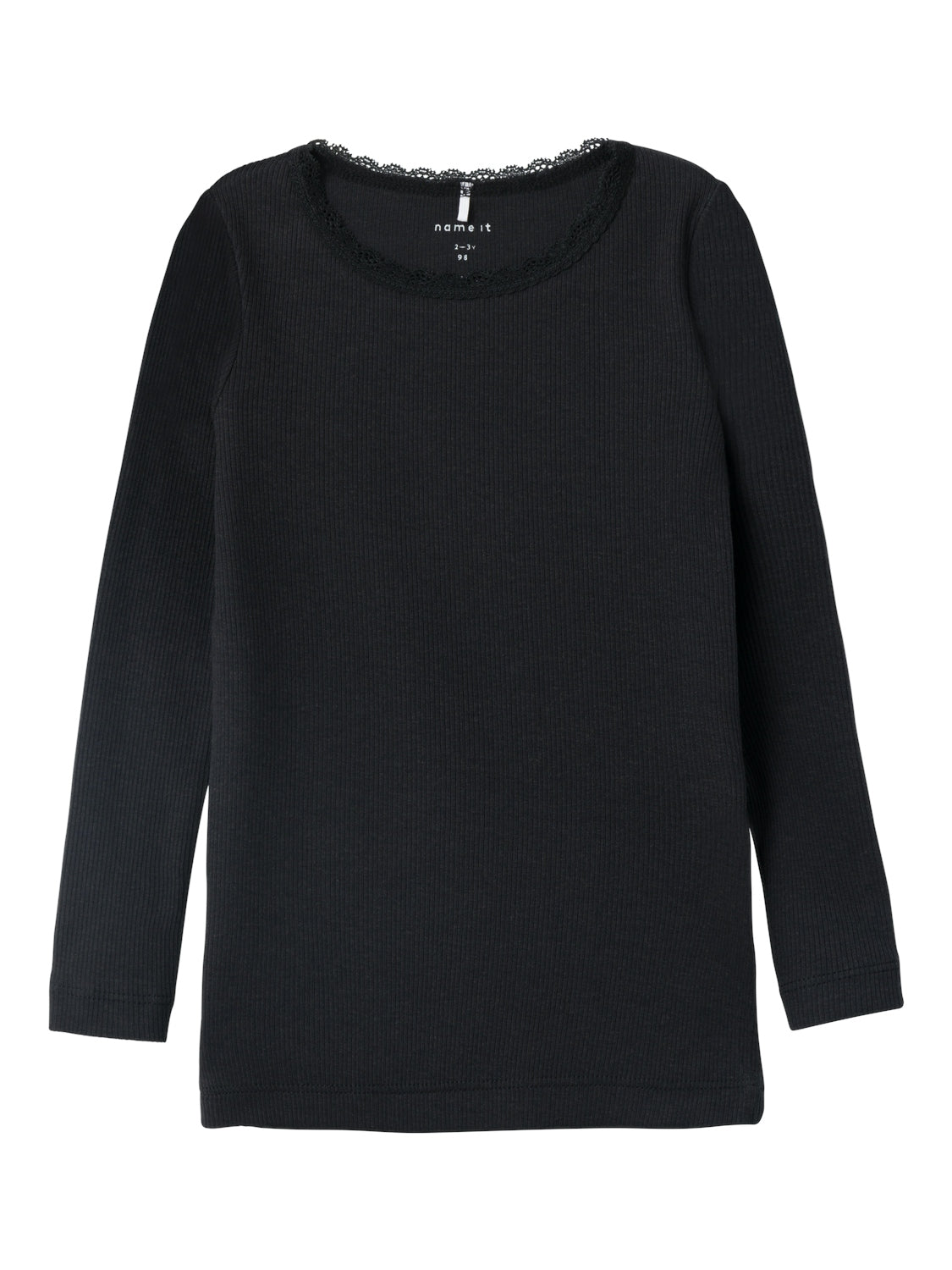 Name It Bluse med Blondekrave – Sort Elegance til Børn