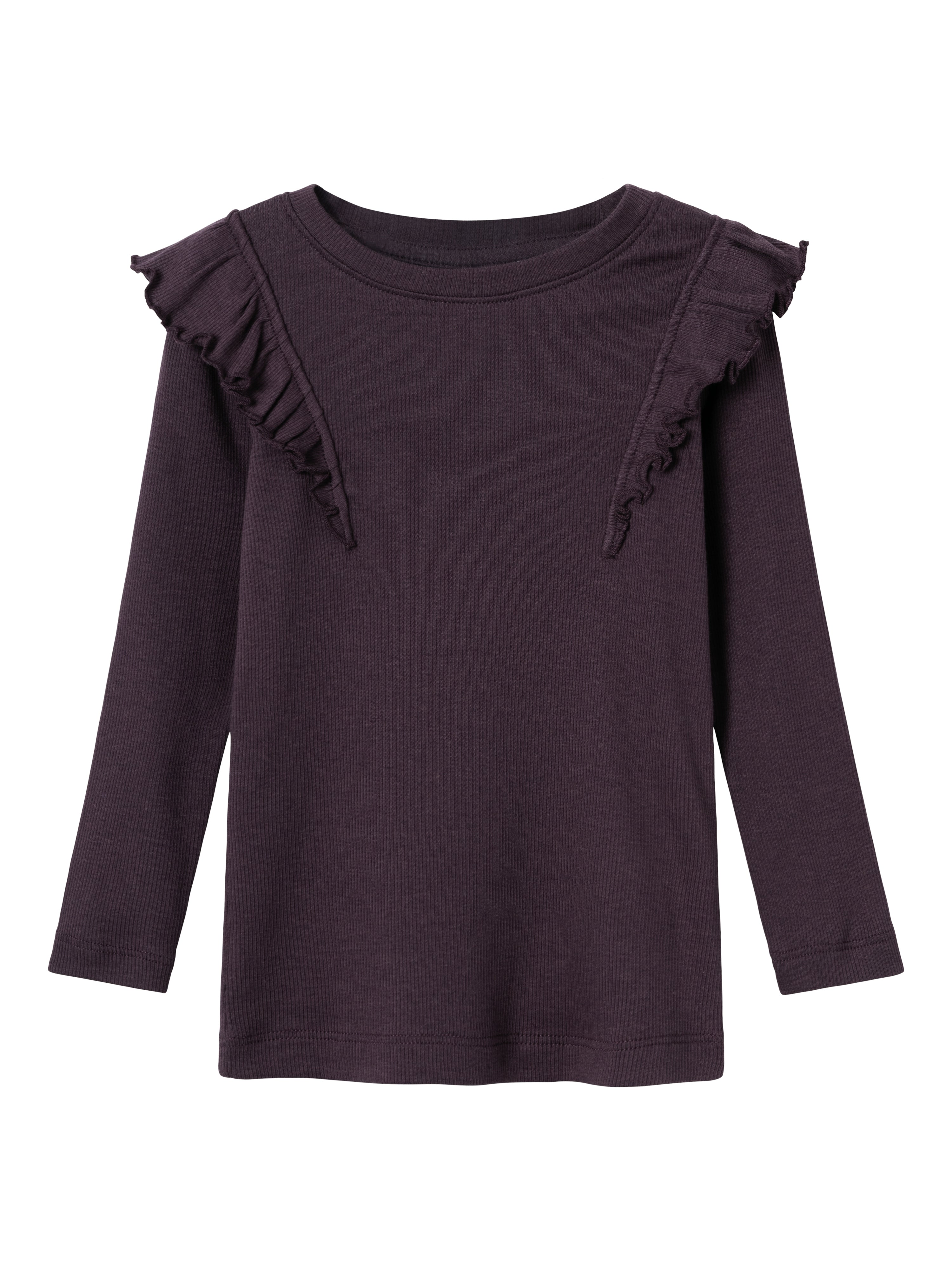 Name It Nilla Top – Flæsebluse i Plommefarve til Børn