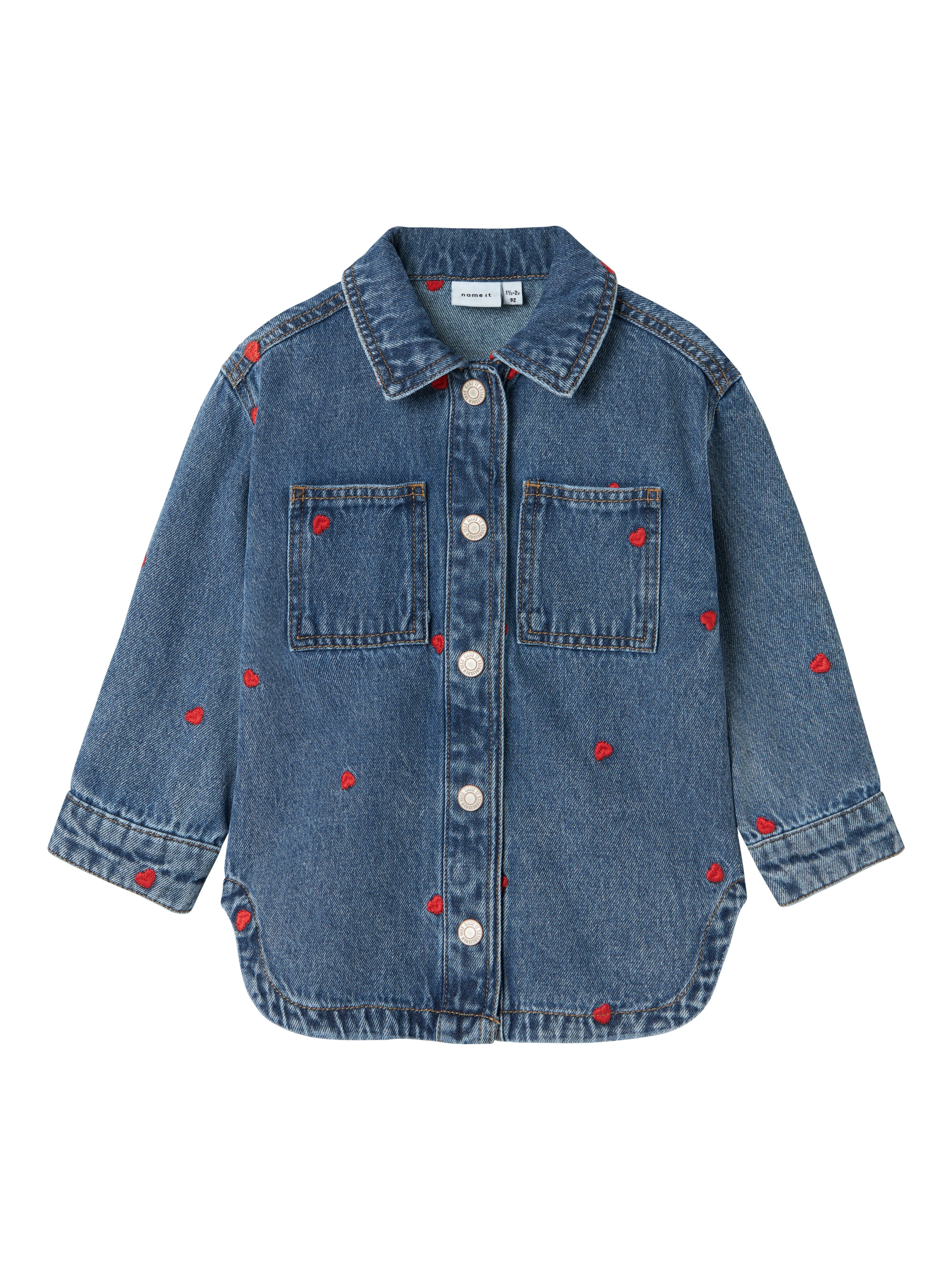 Name It Nina Denimjakke med Hjerter - Blå Cowboyjakke Tilbud